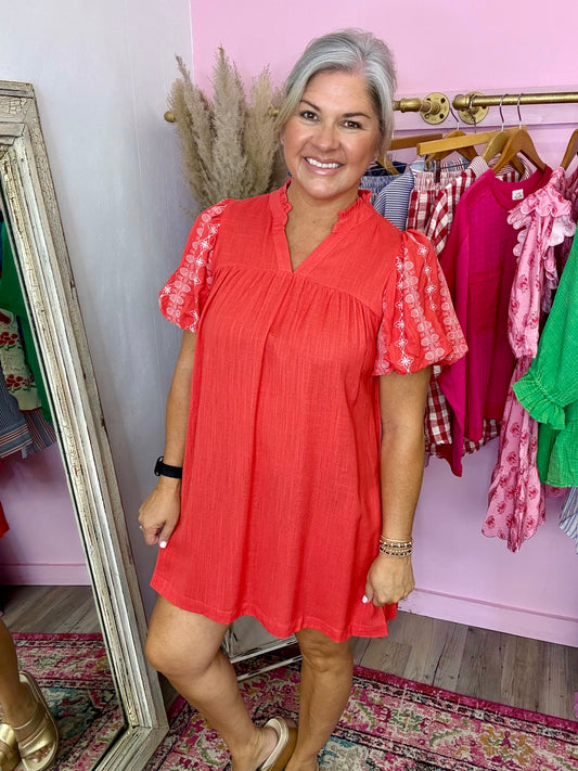 Red Coral Mini Dress