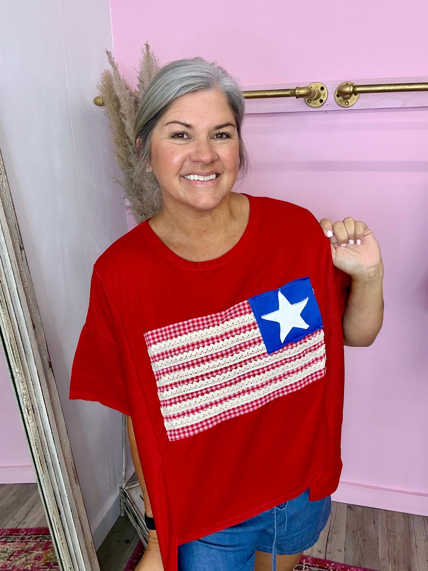 American Flag Patchwork Top