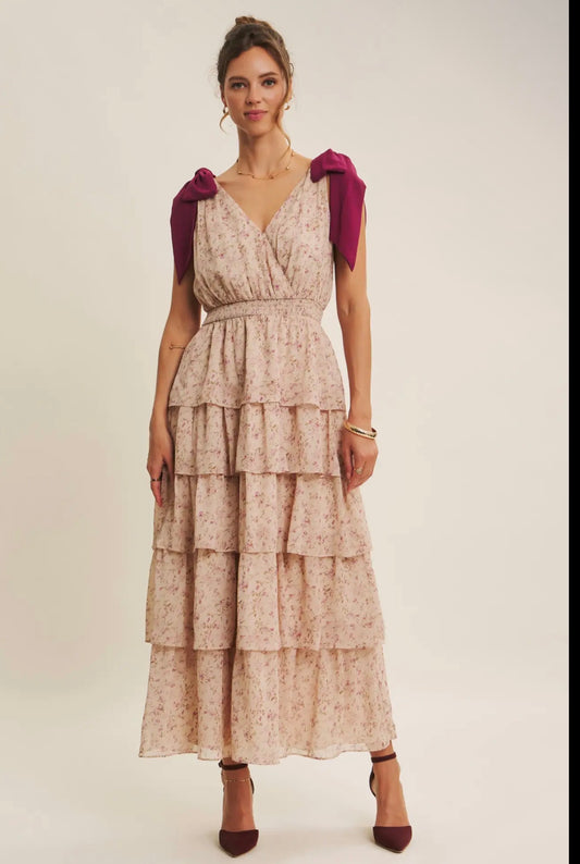 Floral Tiered Maxi with Bows