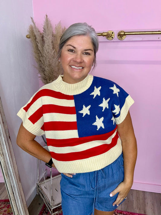 American Flag Sleeveless Sweater