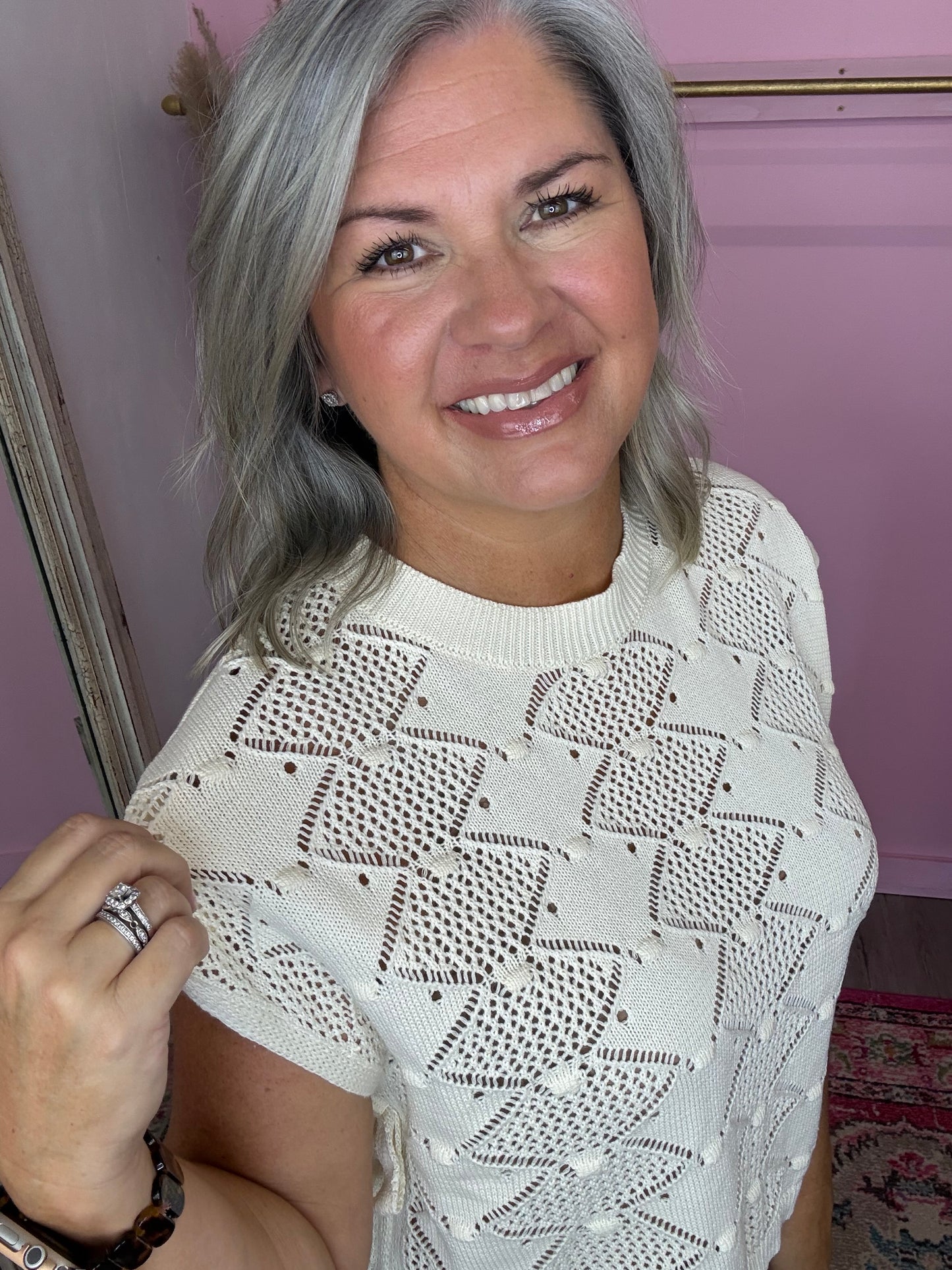 Cream Crochet Sweater