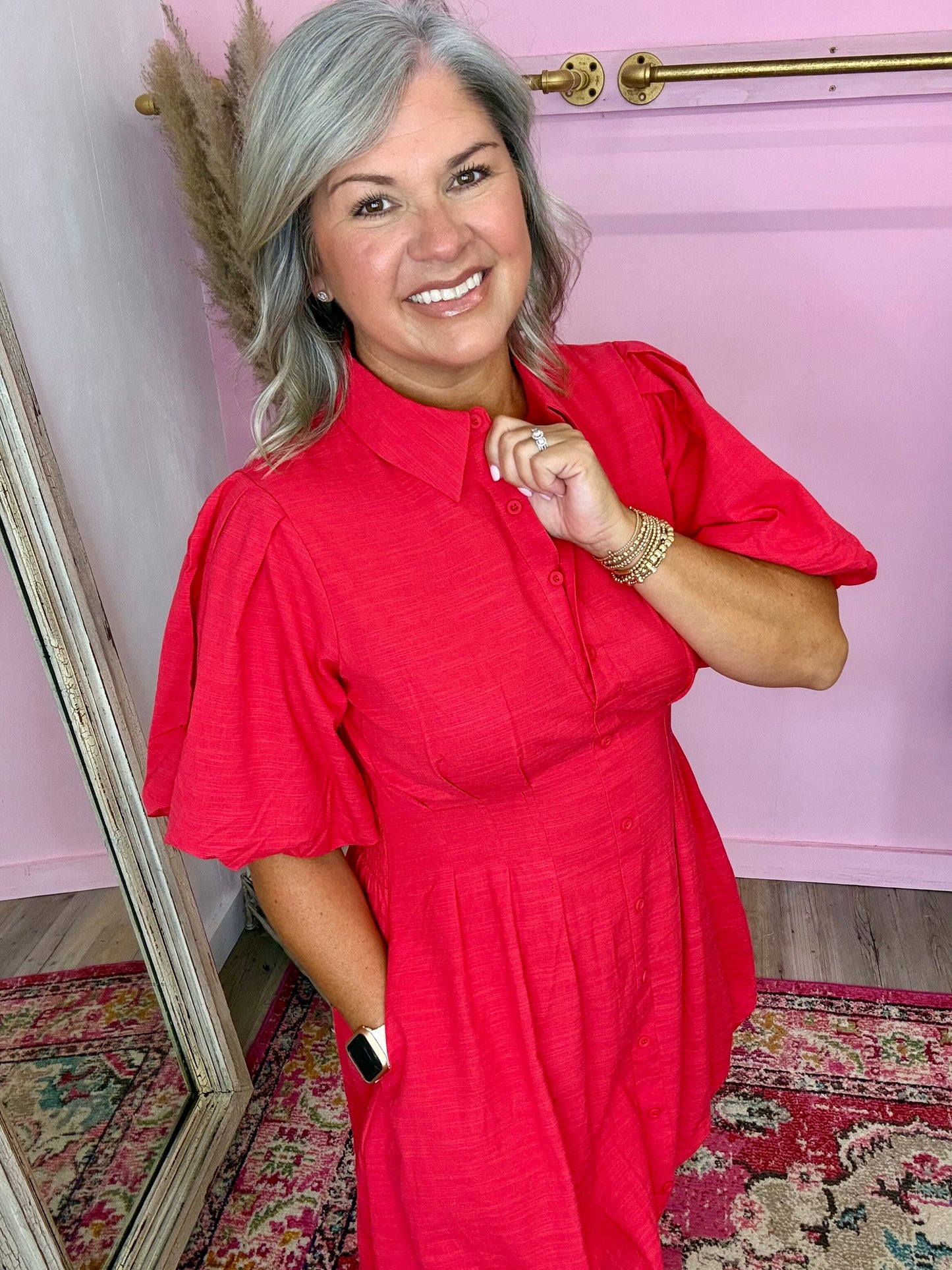 Red Puff Dress