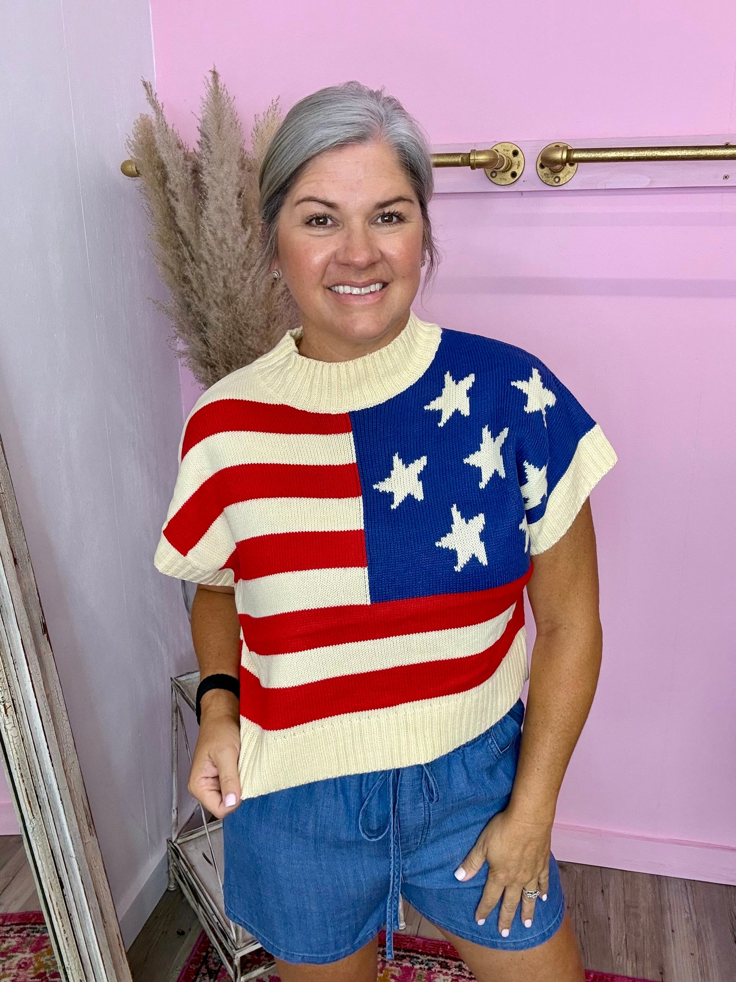 American Flag Sleeveless Sweater