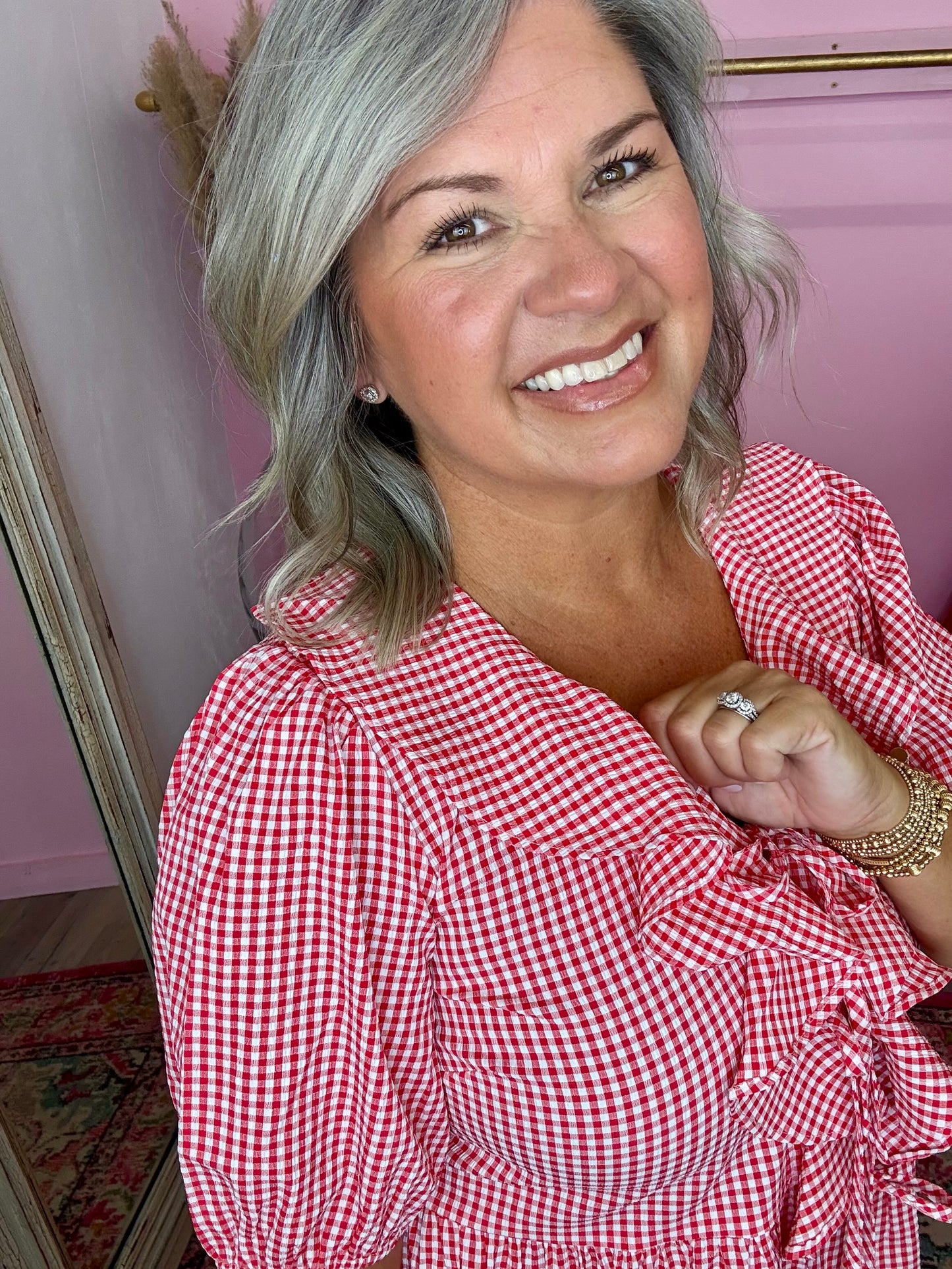 Gingham Ruffle Top