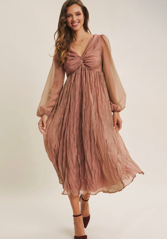 Iridescent Mauve Midi Dress