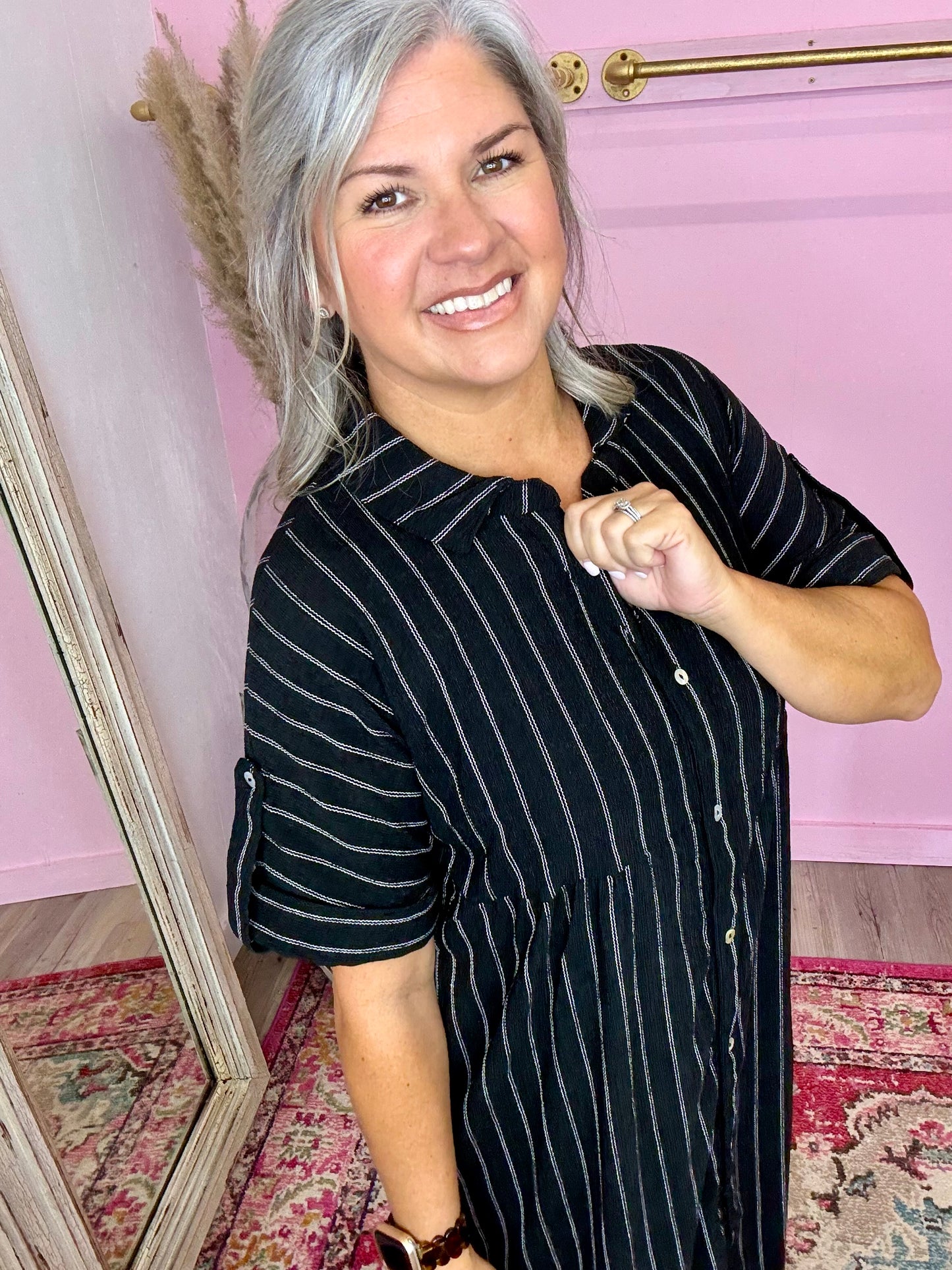 Striped Linen Midi