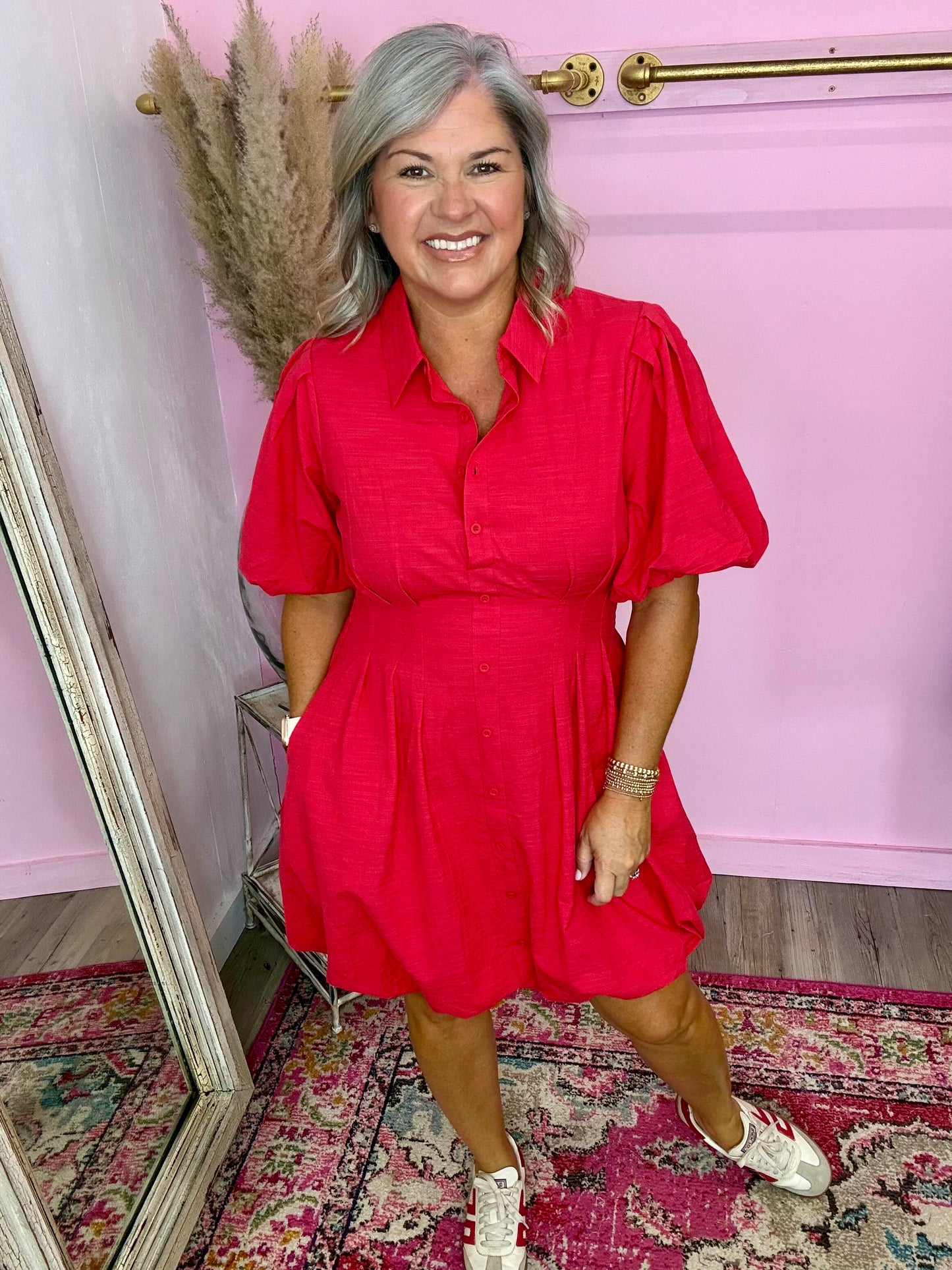 Red Puff Dress