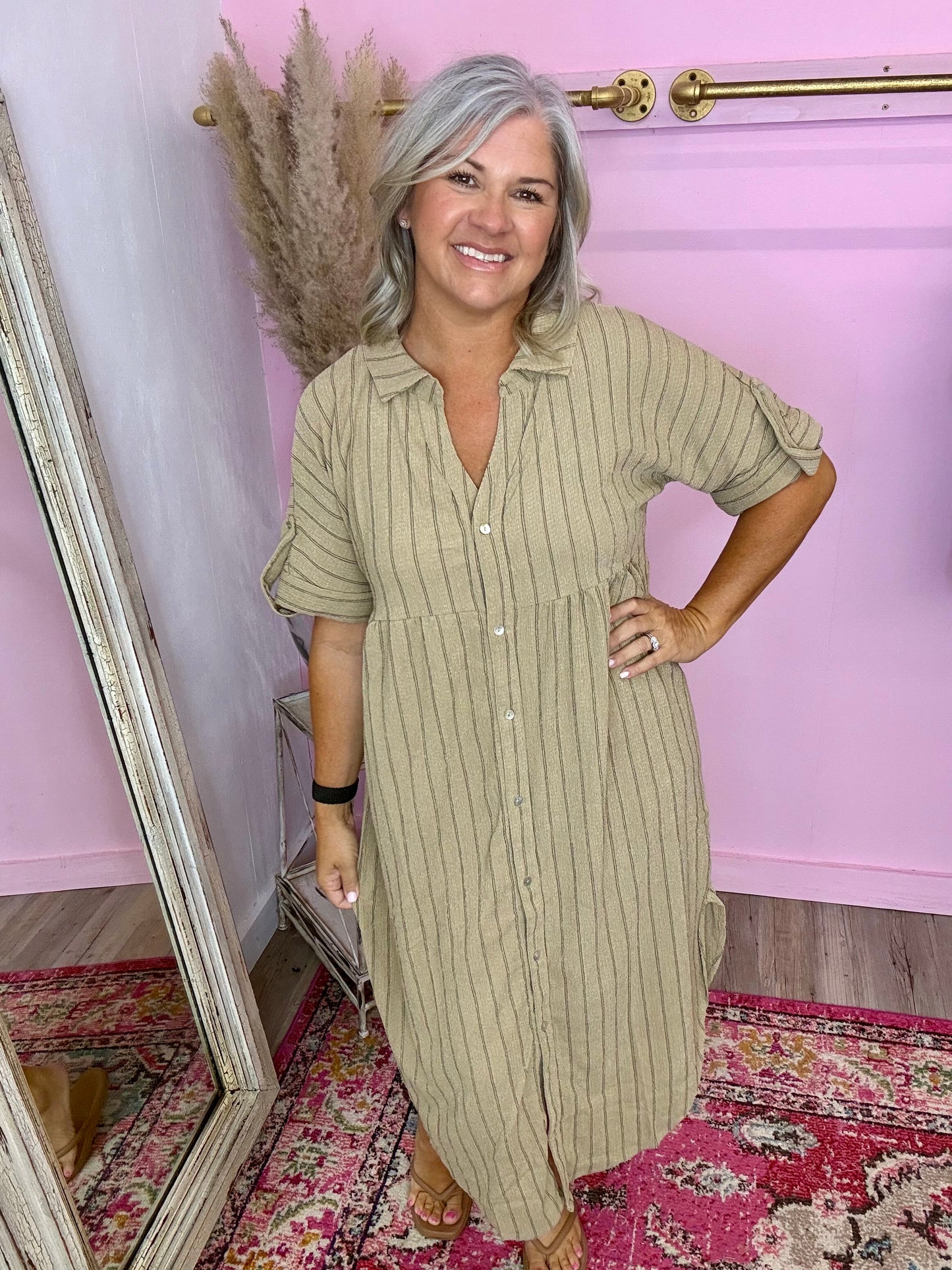 Taupe Linen Midi