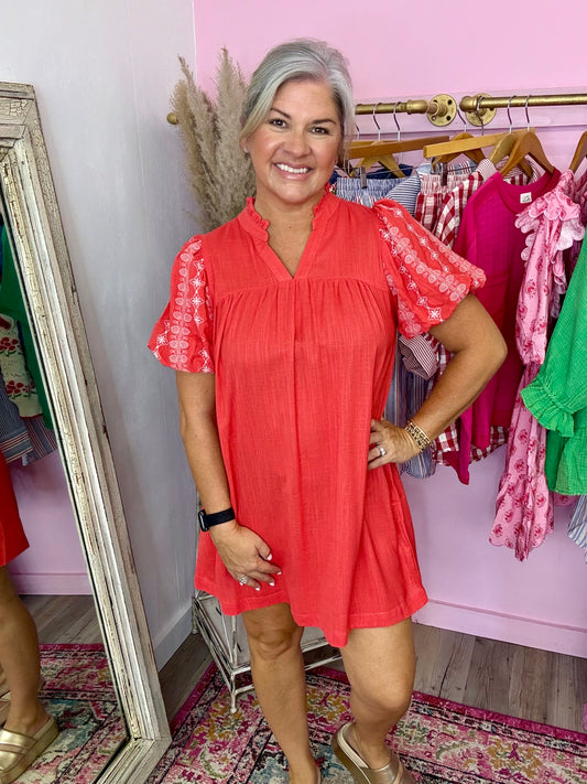 Red Coral Mini Dress