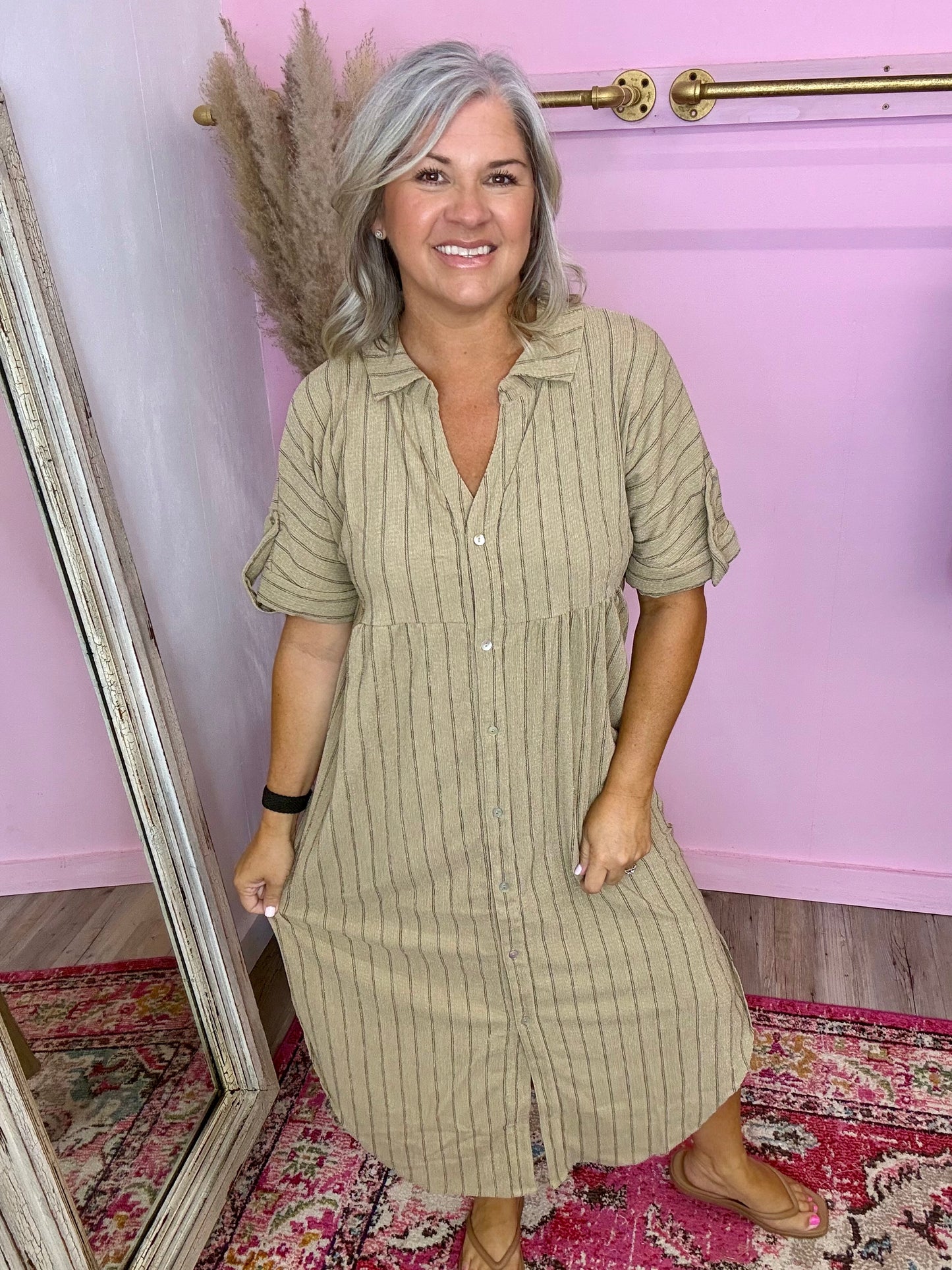 Taupe Linen Midi
