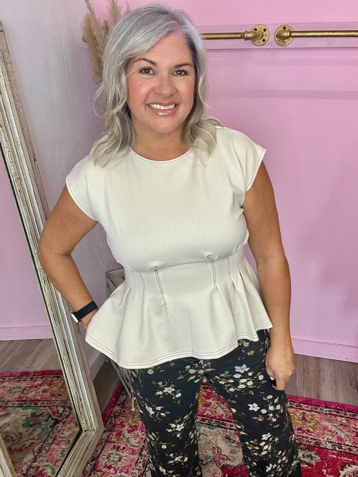 Ecru Pintuck Top