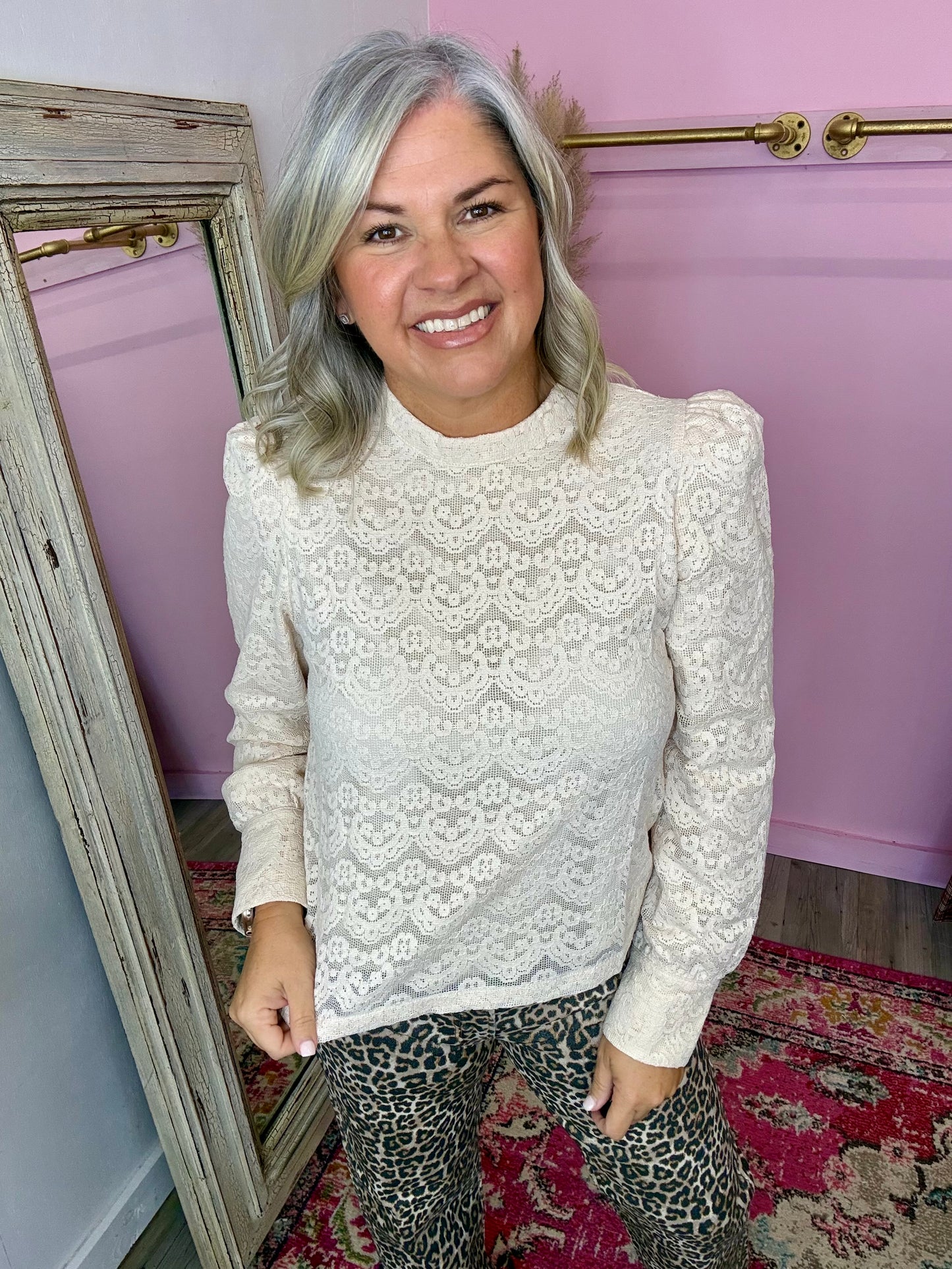 Lace High Neck Top