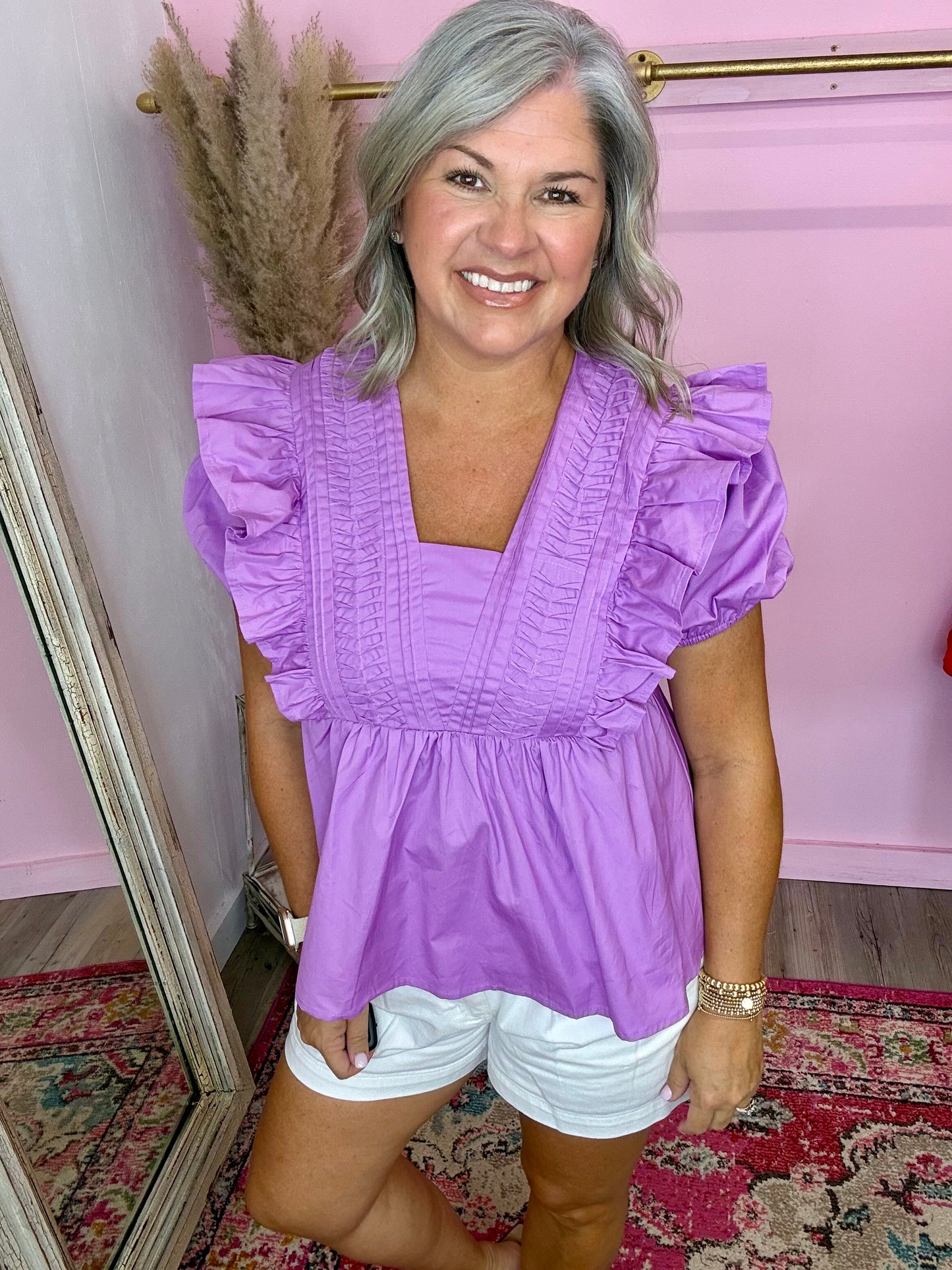 Violet Pintuck Babydoll Top