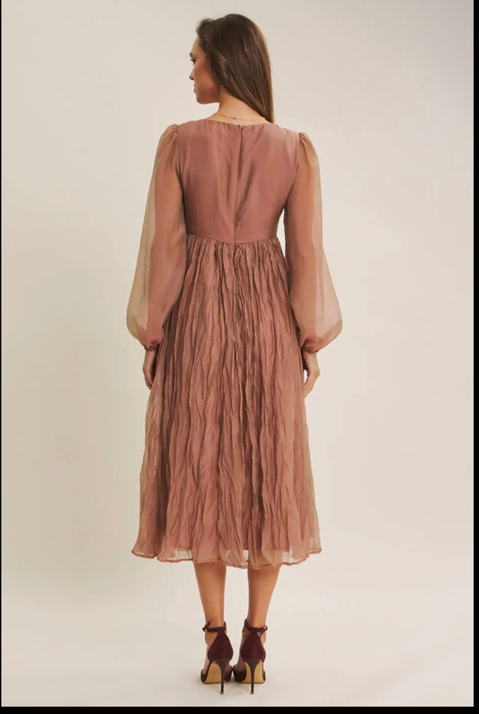 Iridescent Mauve Midi Dress