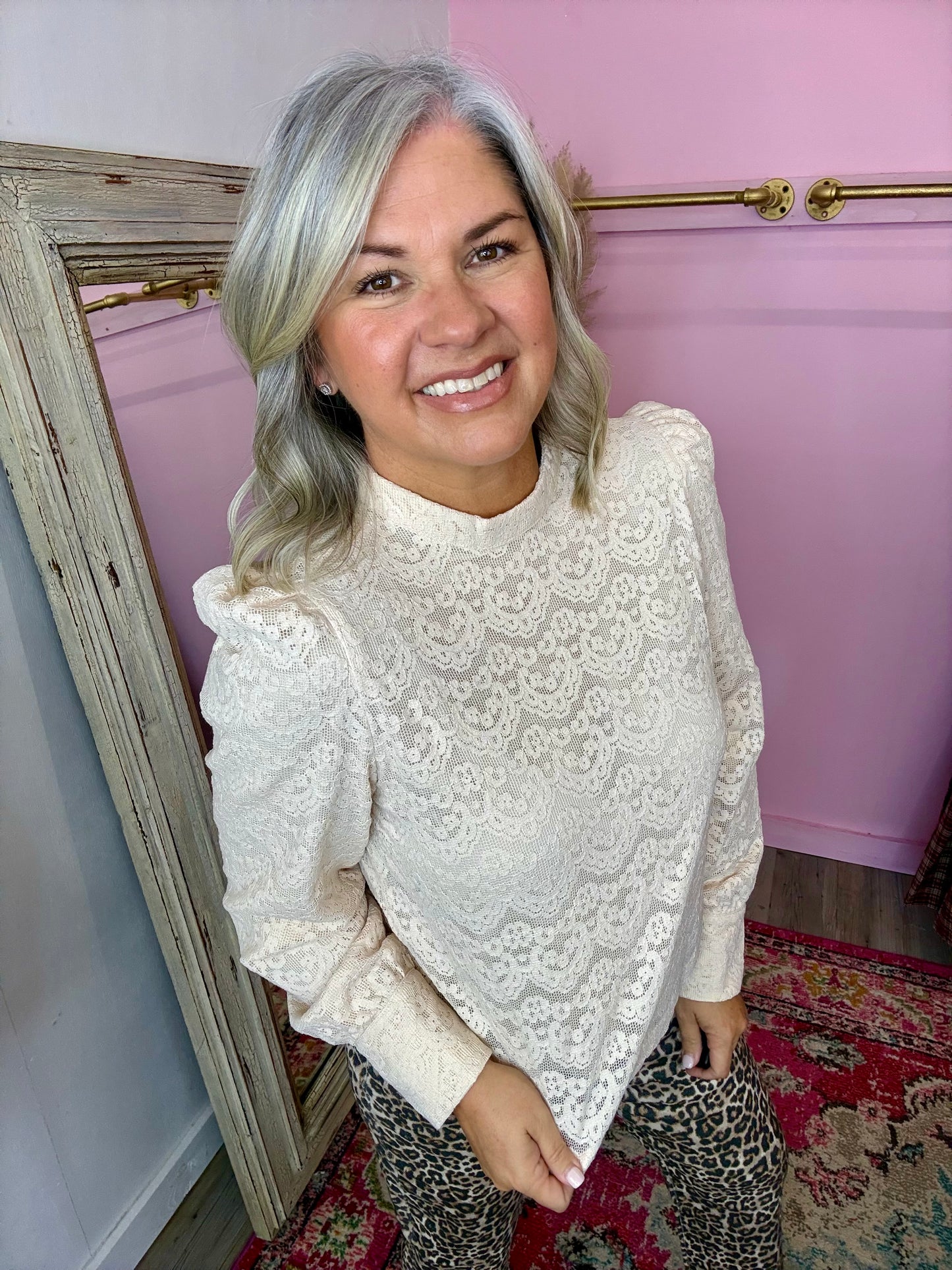 Lace High Neck Top
