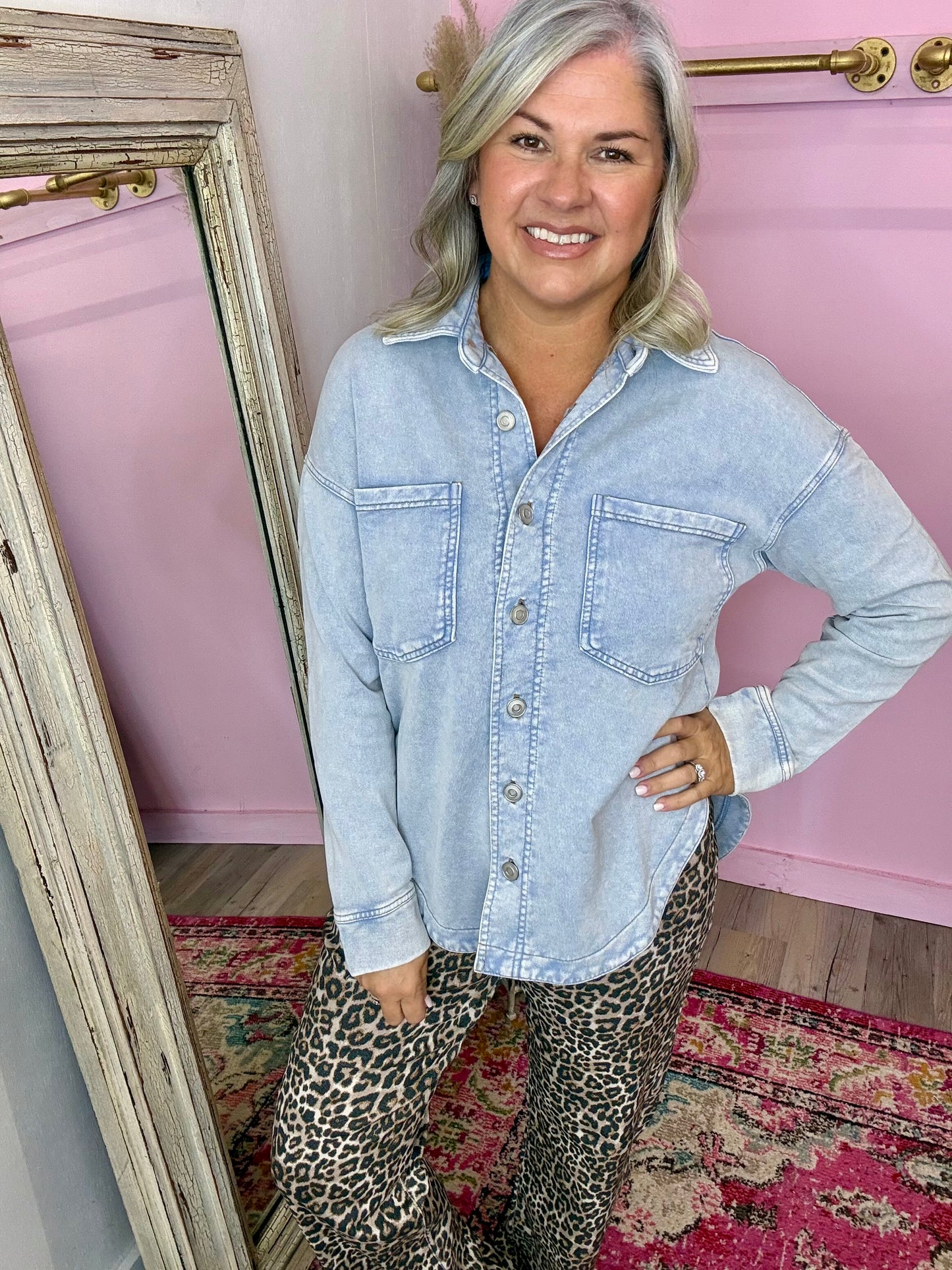 Denim Knit Shacket