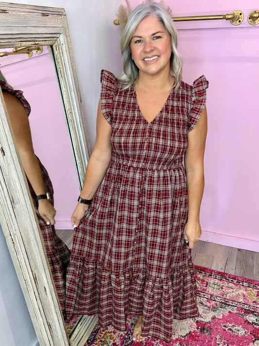 Plaid Midi Dress