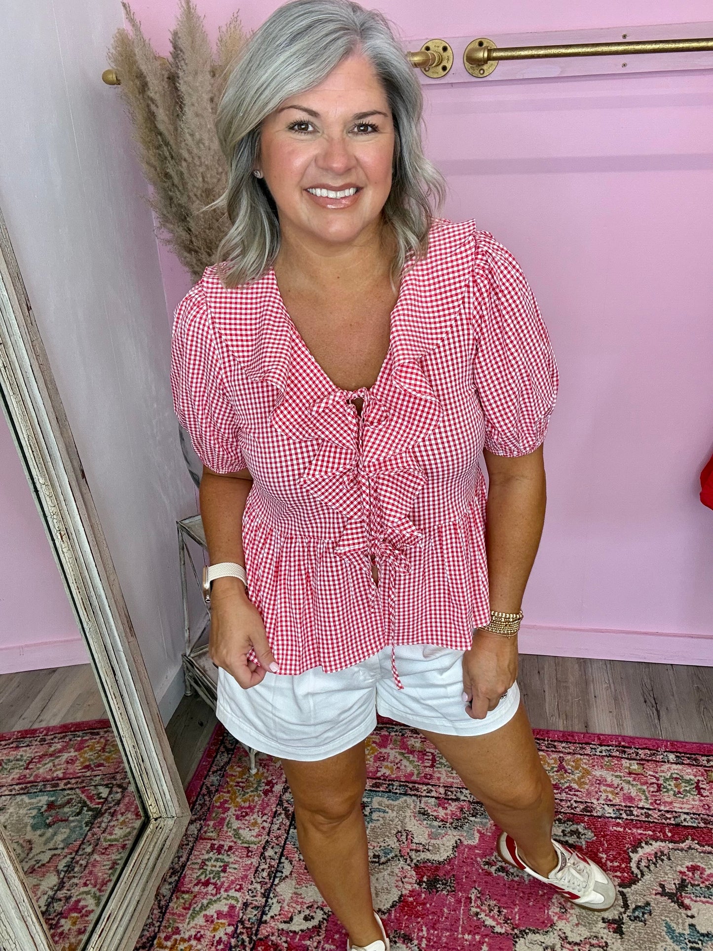 Gingham Ruffle Top