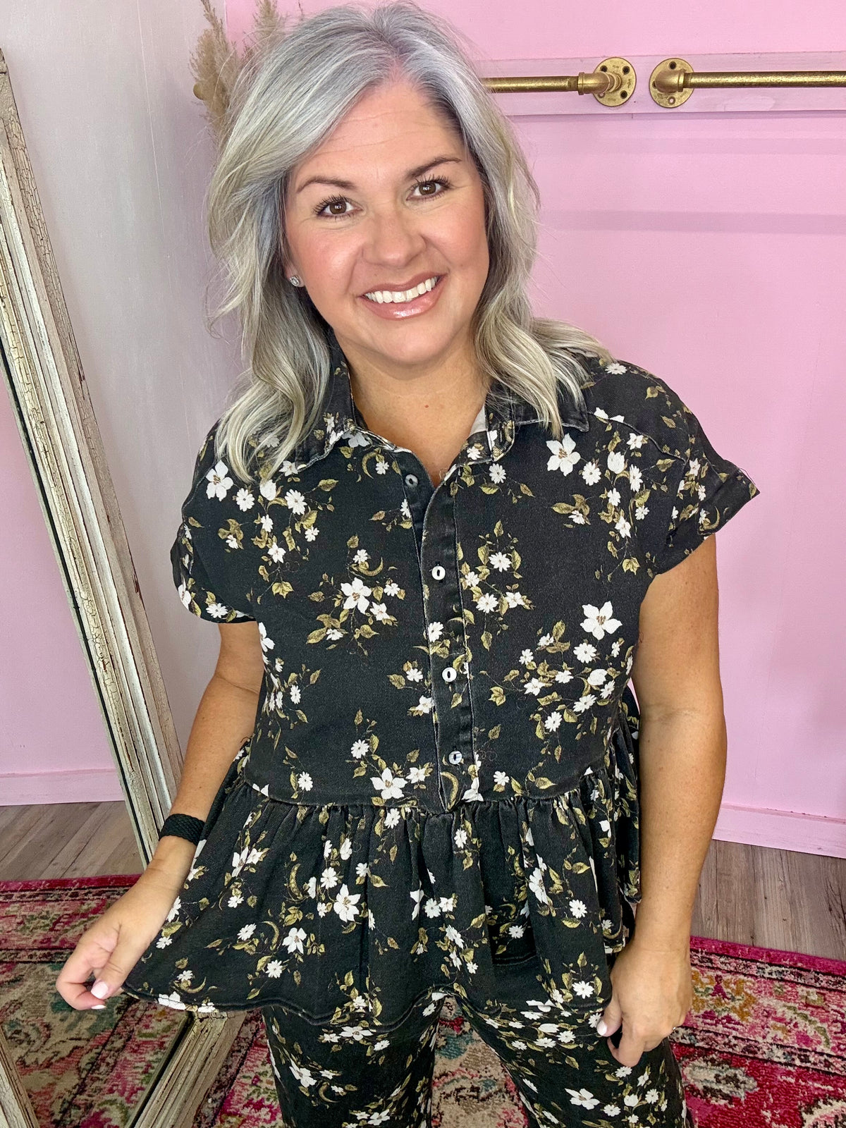 Fall Flower Peplum Top