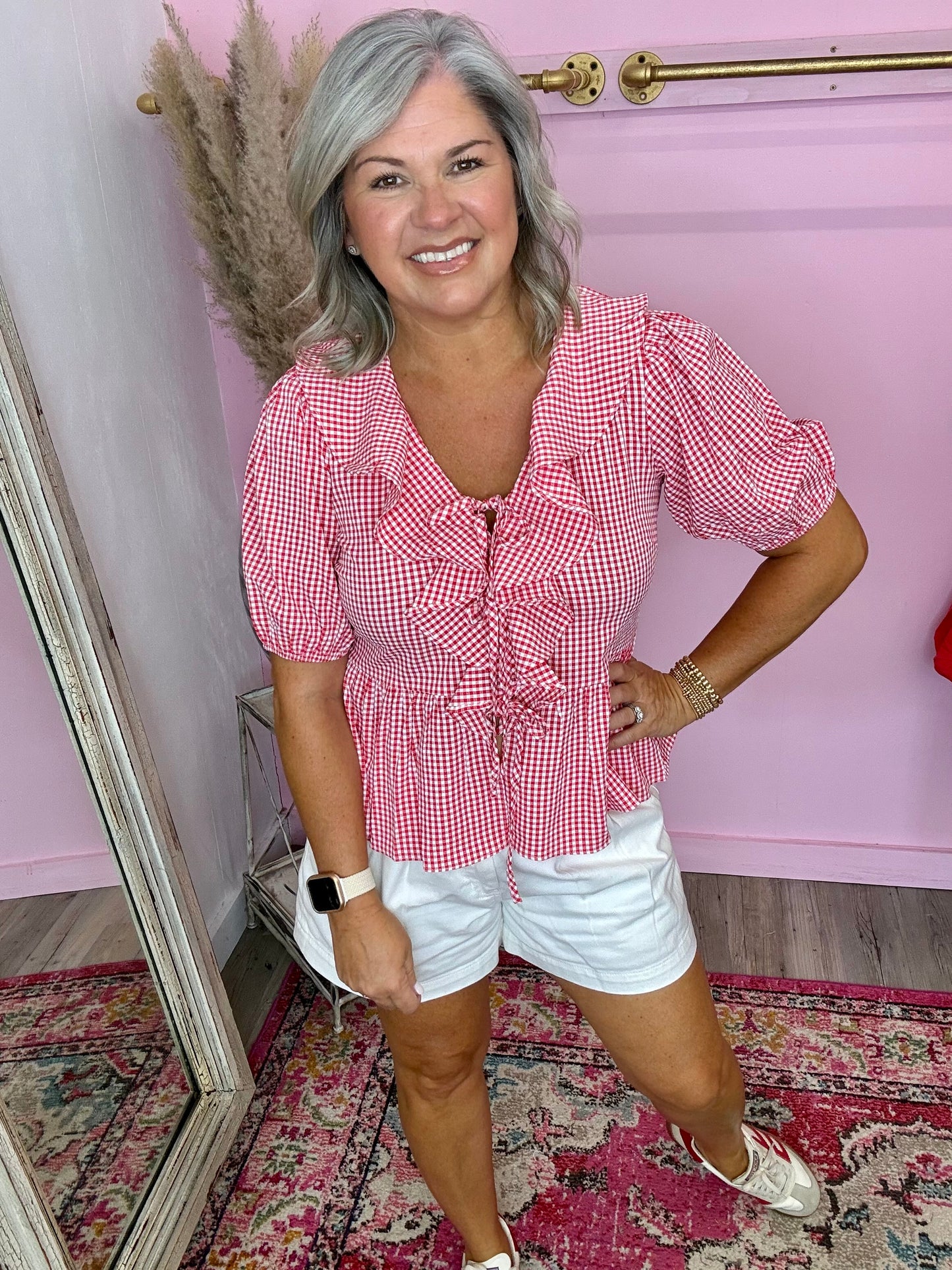 Gingham Ruffle Top