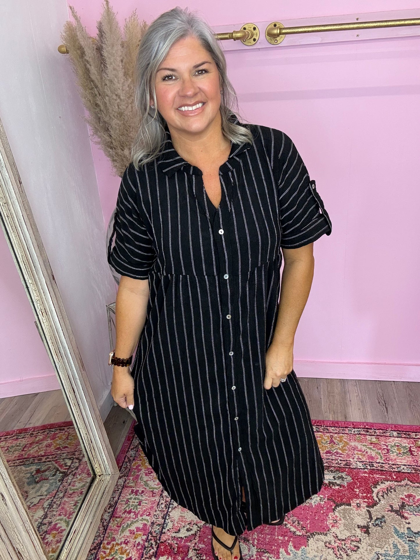 Striped Linen Midi