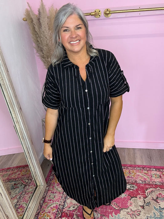 Striped Linen Midi