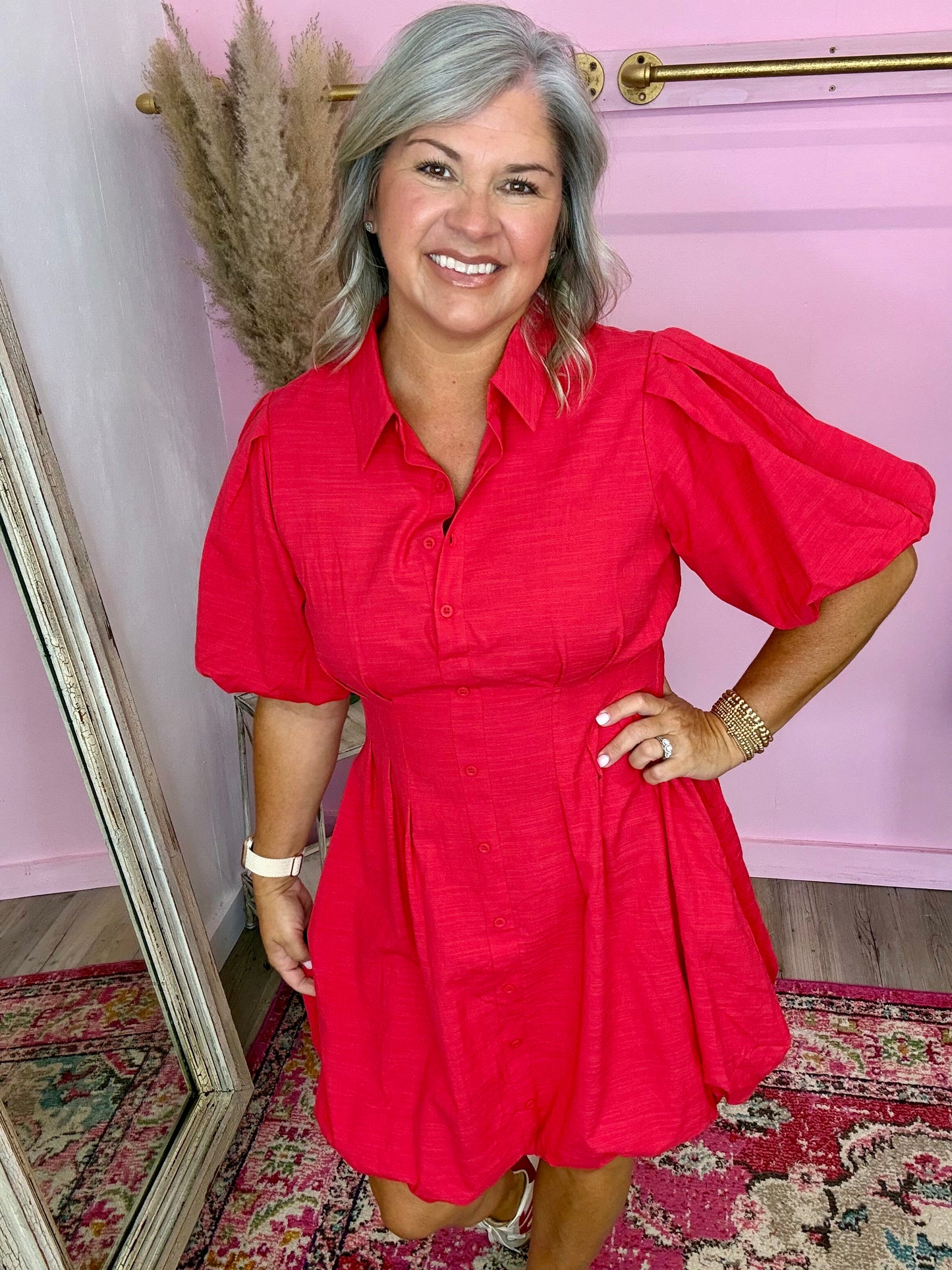 Red Puff Dress