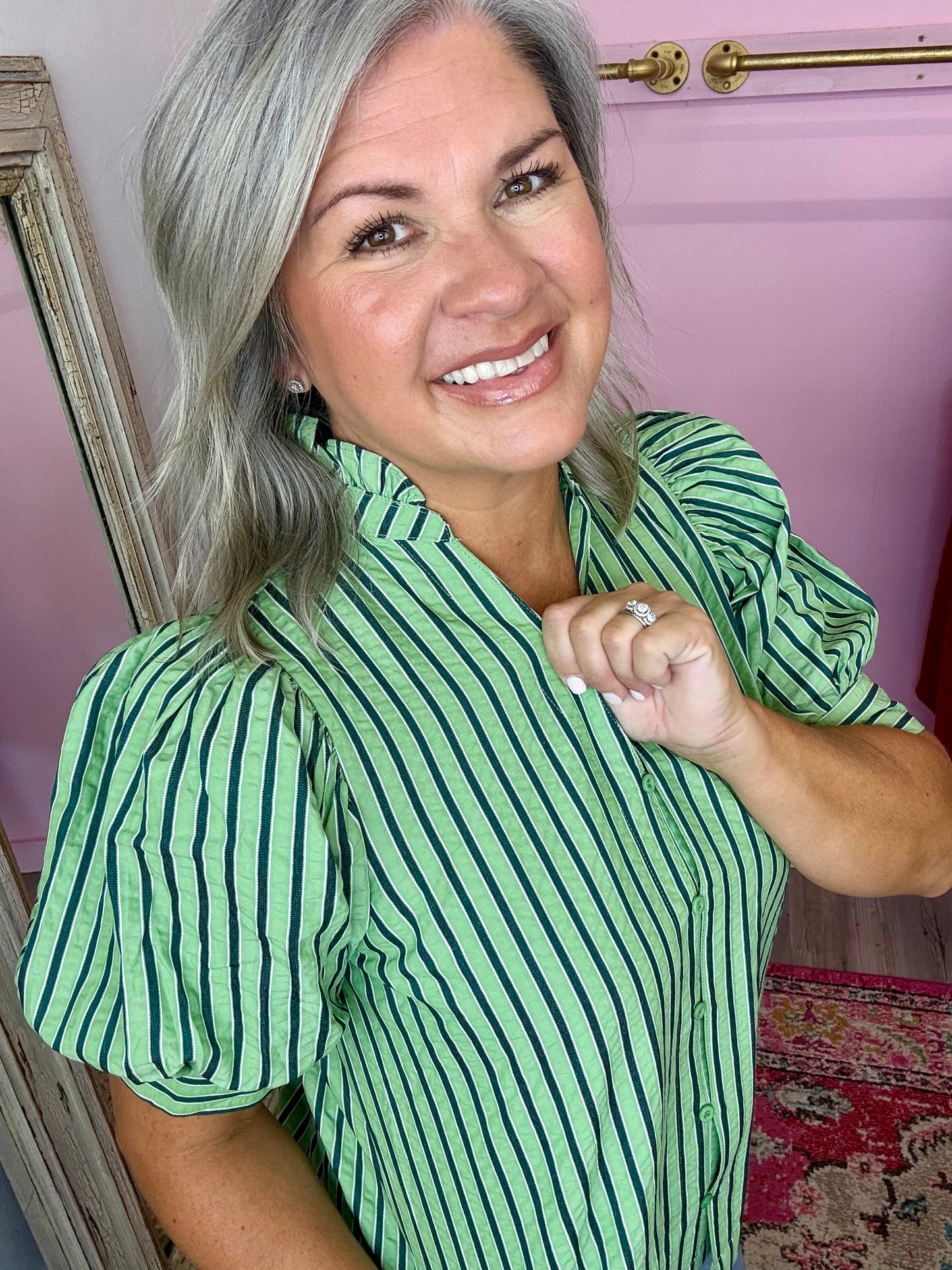 Green Ruffle Top