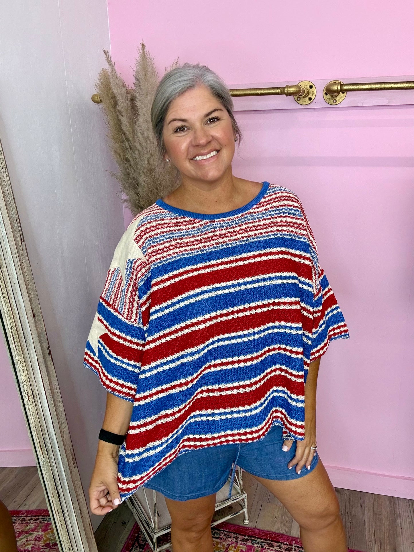 Textured Star Knit Top