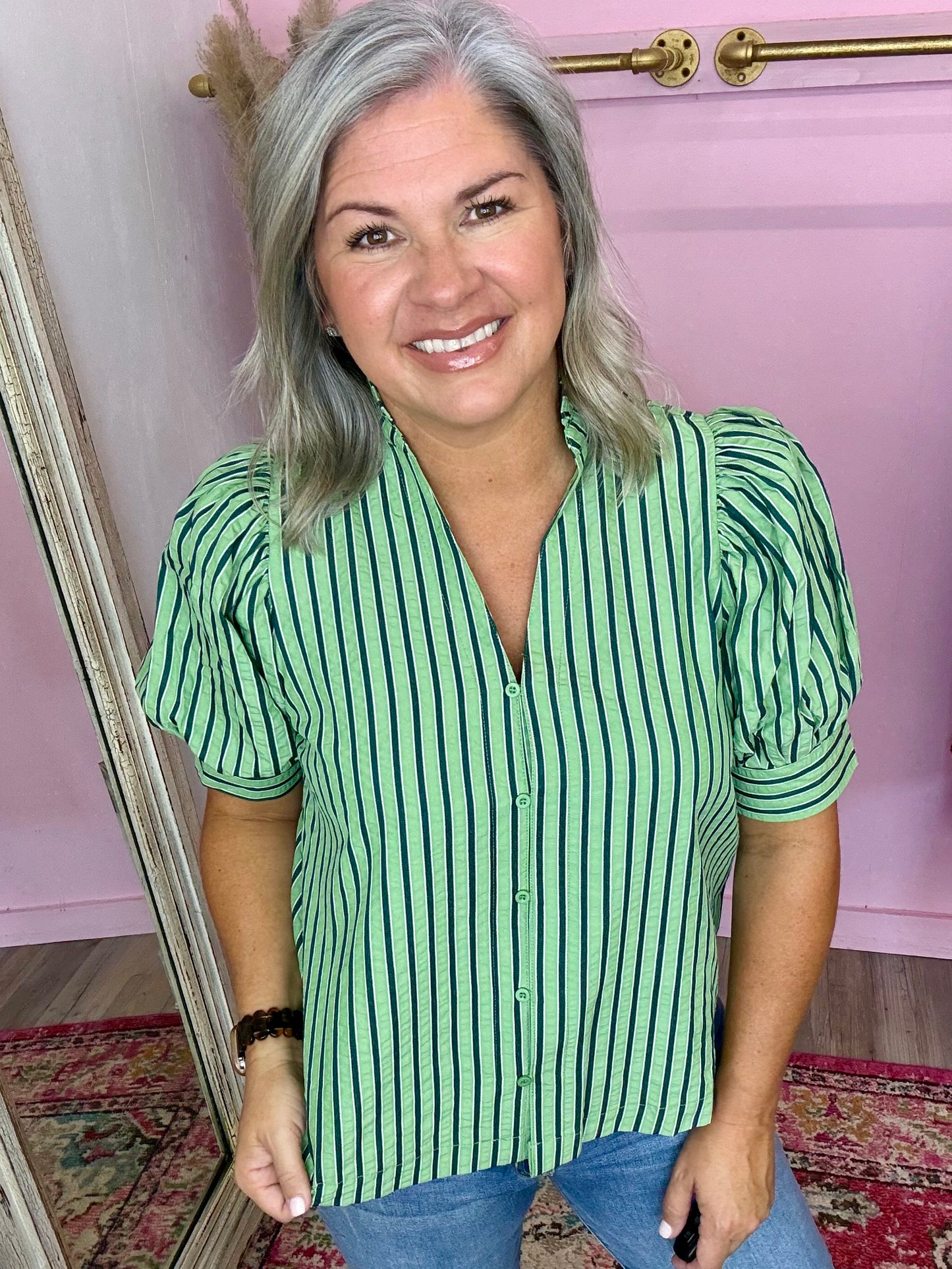 Green Ruffle Top