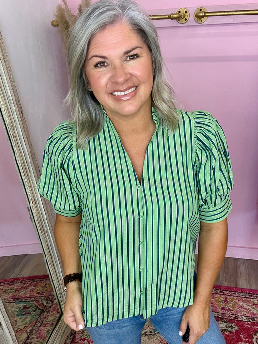 Green Ruffle Top