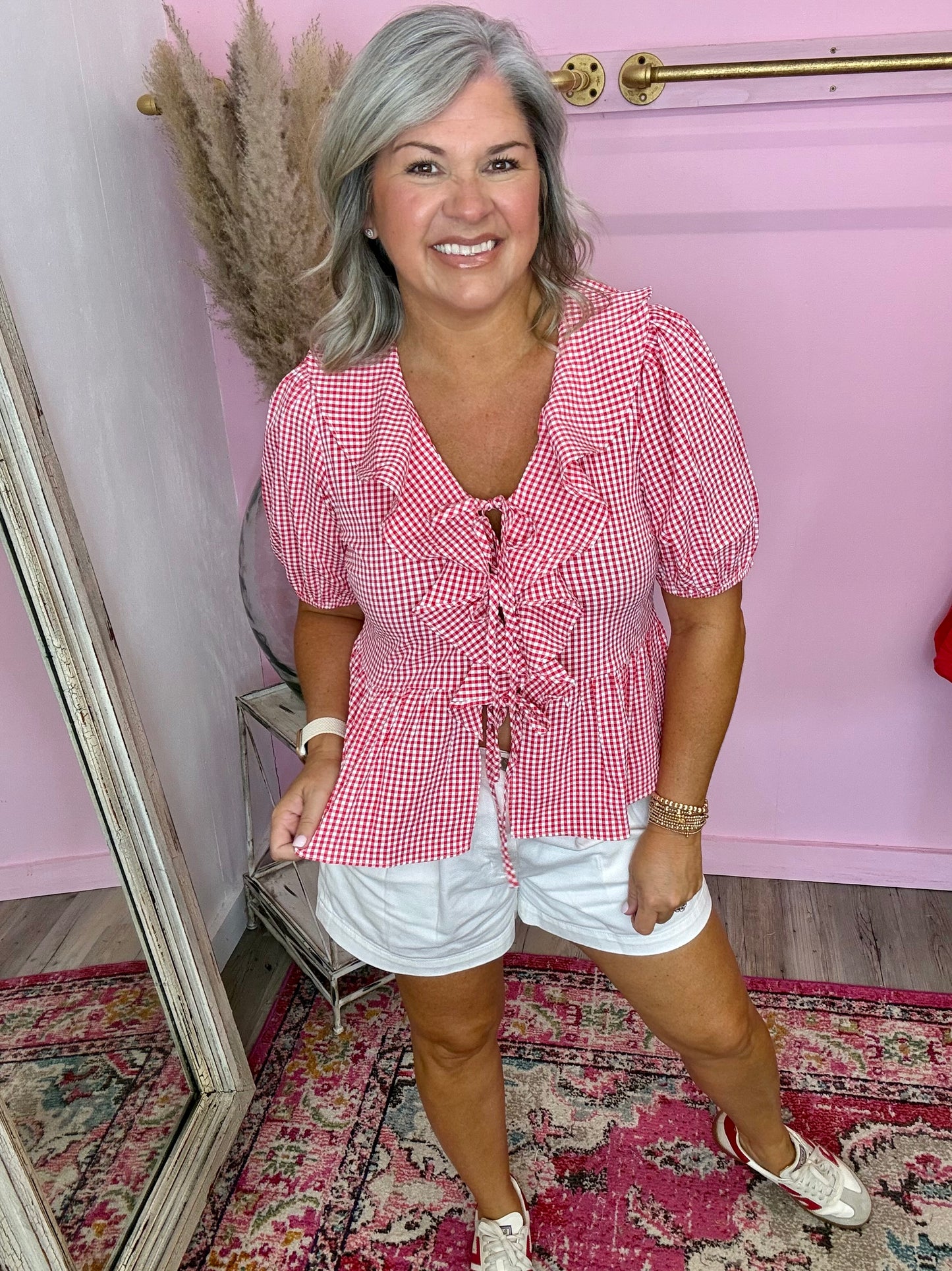 Gingham Ruffle Top