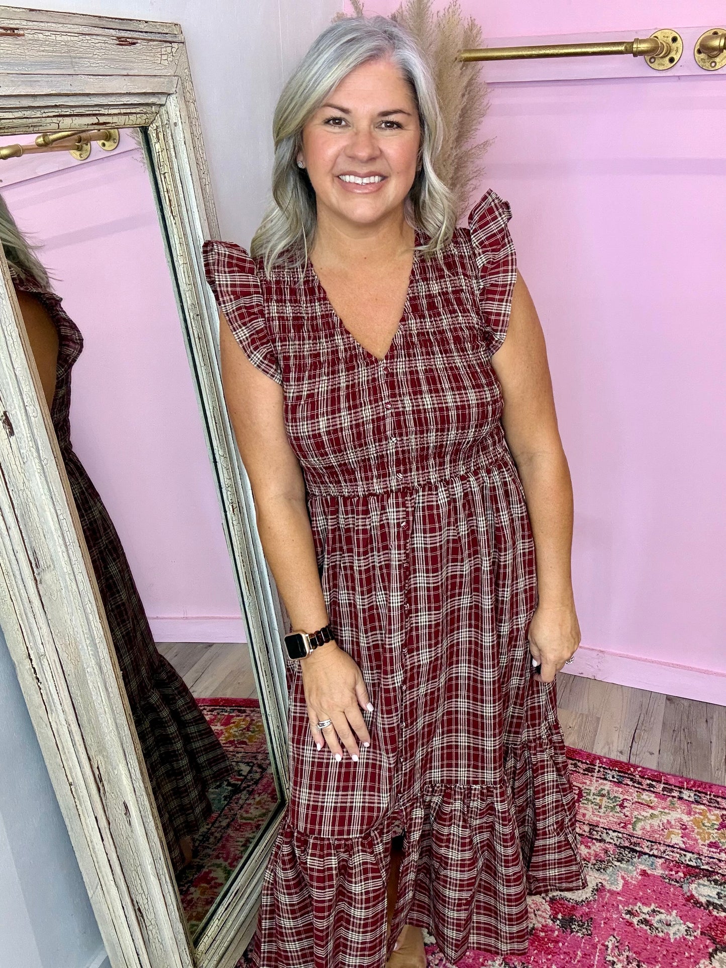 Plaid Midi Dress