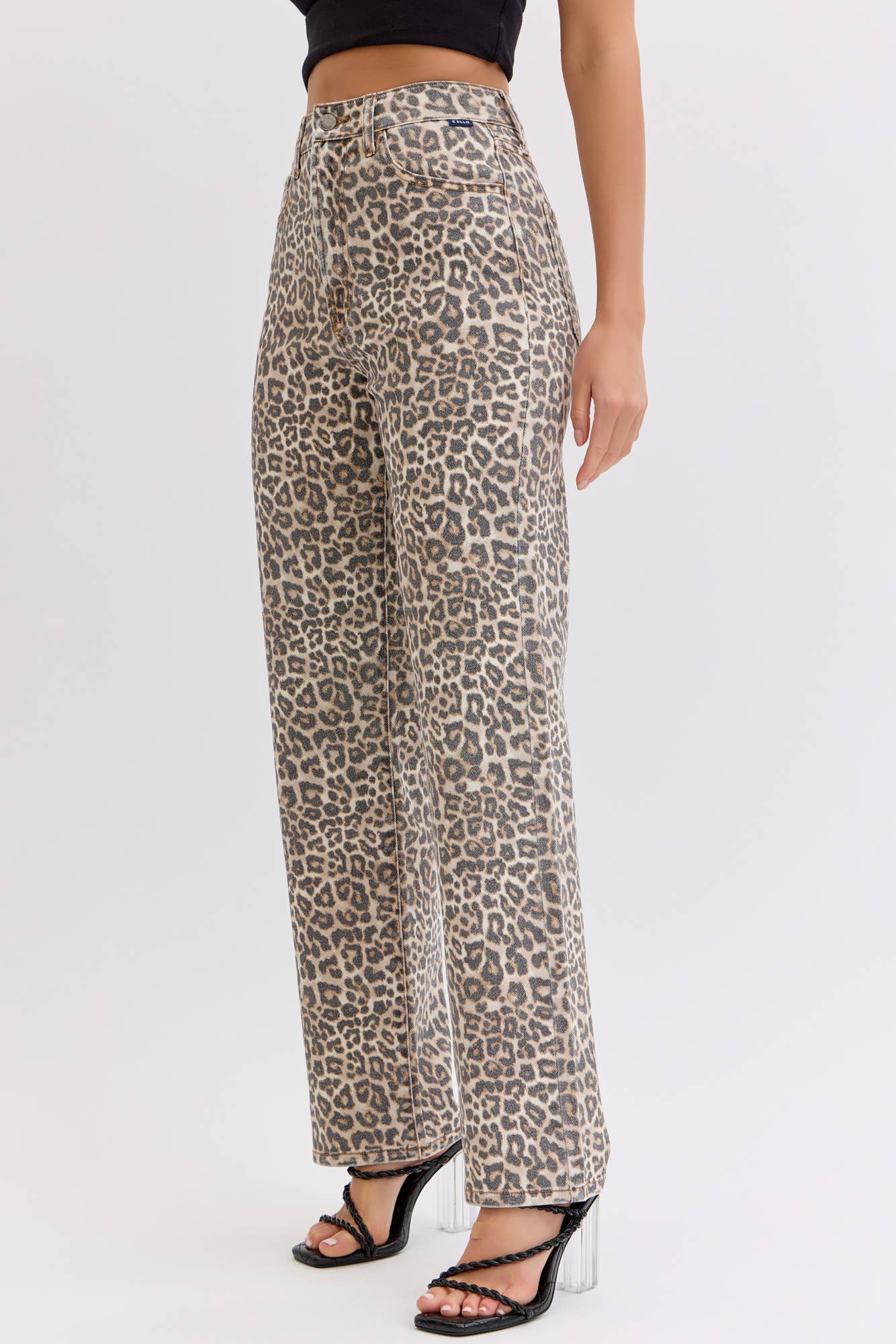 Cello Leopard Super High Rise Dad Jeans