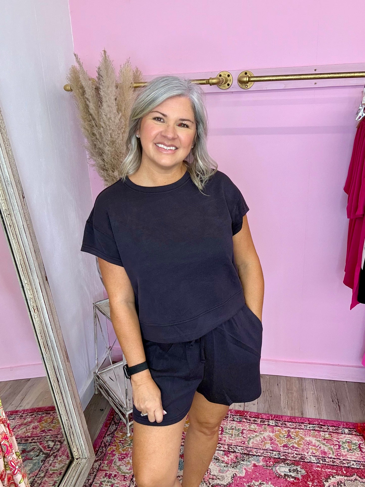 Luxe Sand Wash Rib Classic Tee Set