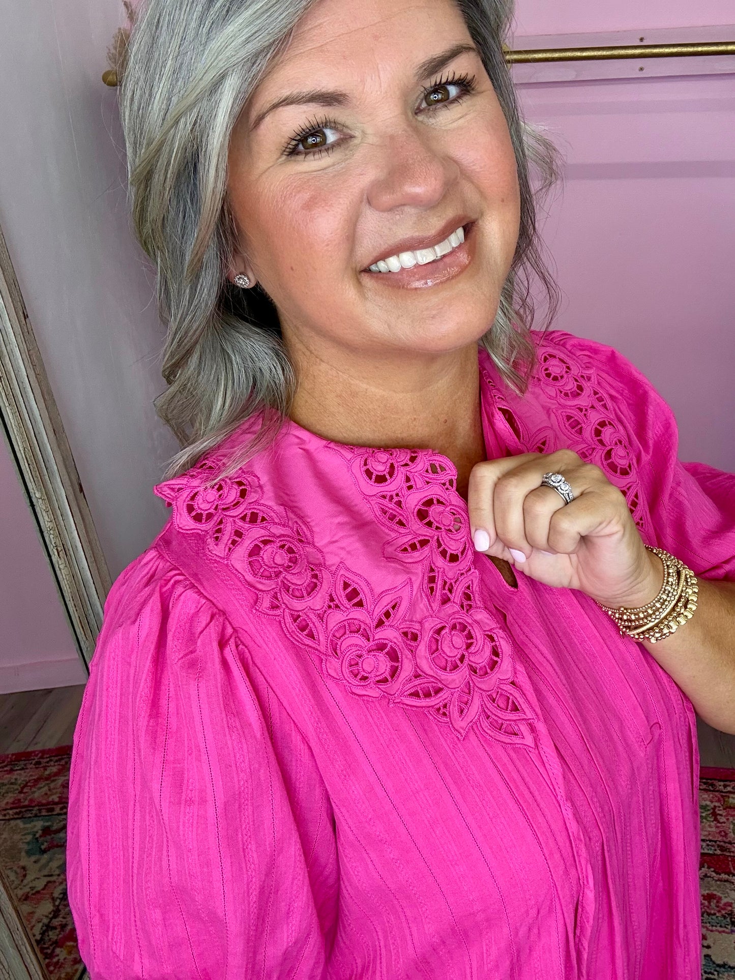 Hot Pink Eyelet Dress