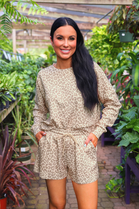 Luna Luxe Pullover Set-Leopard