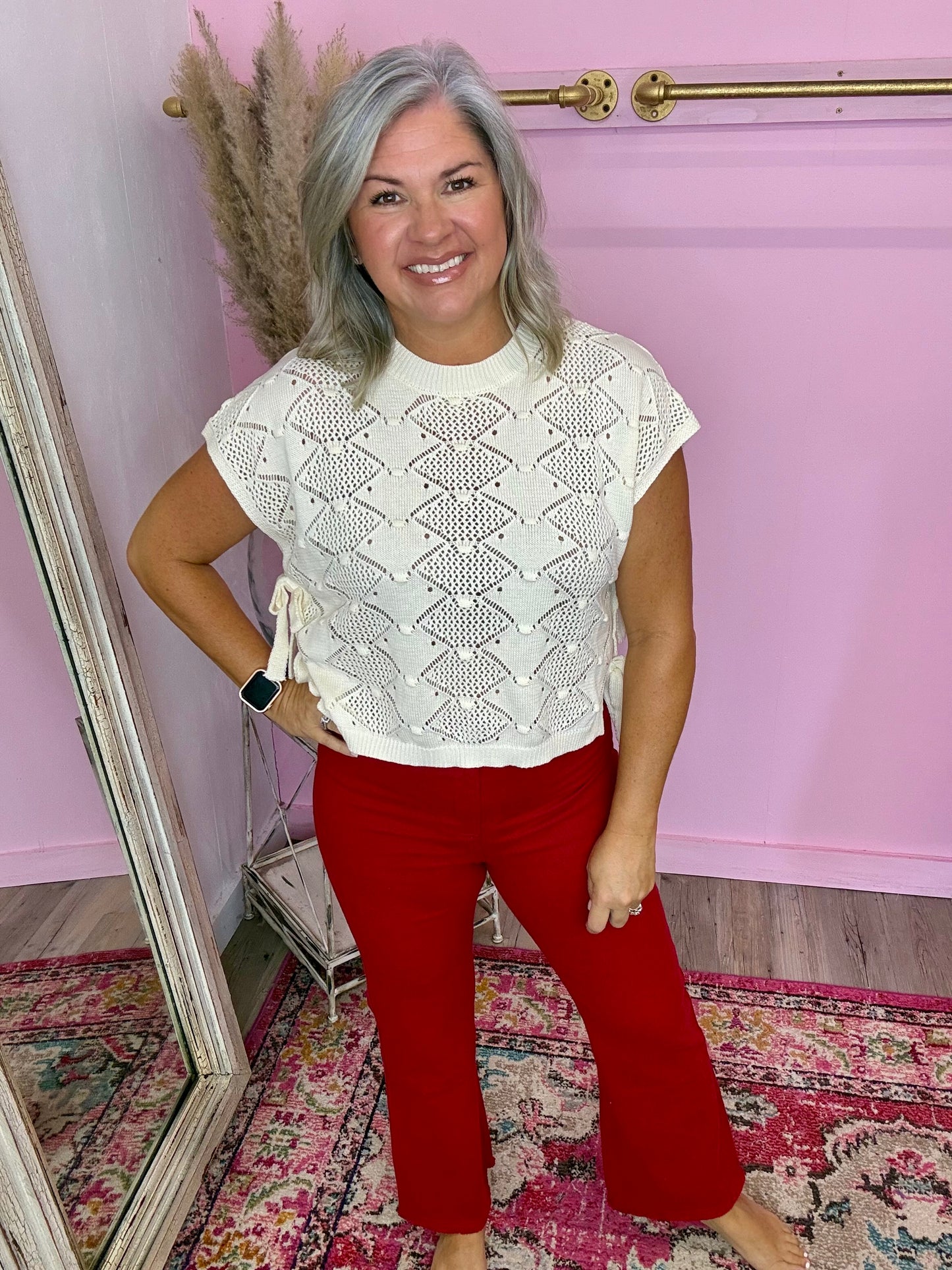 Cream Crochet Sweater
