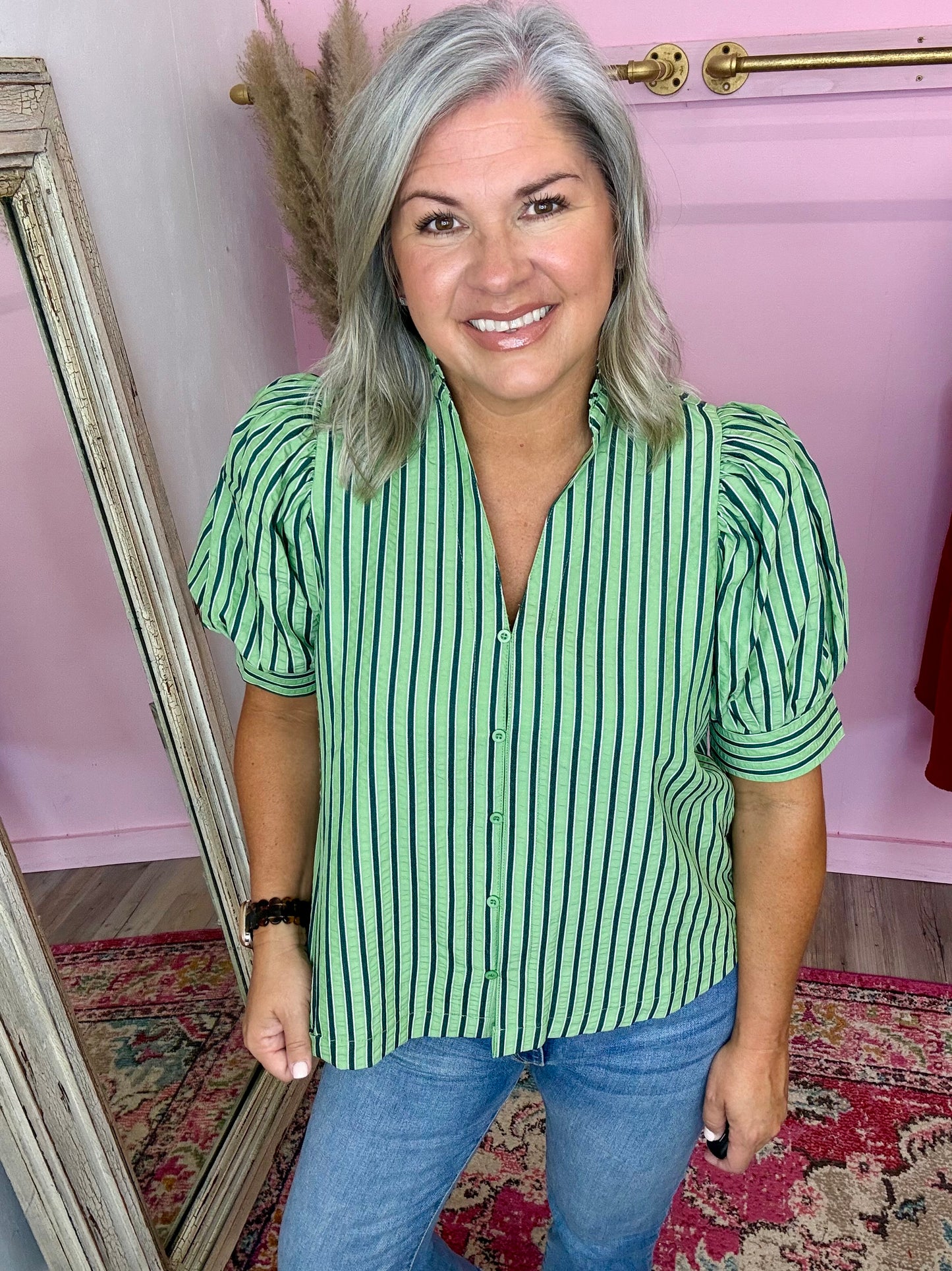 Green Ruffle Top