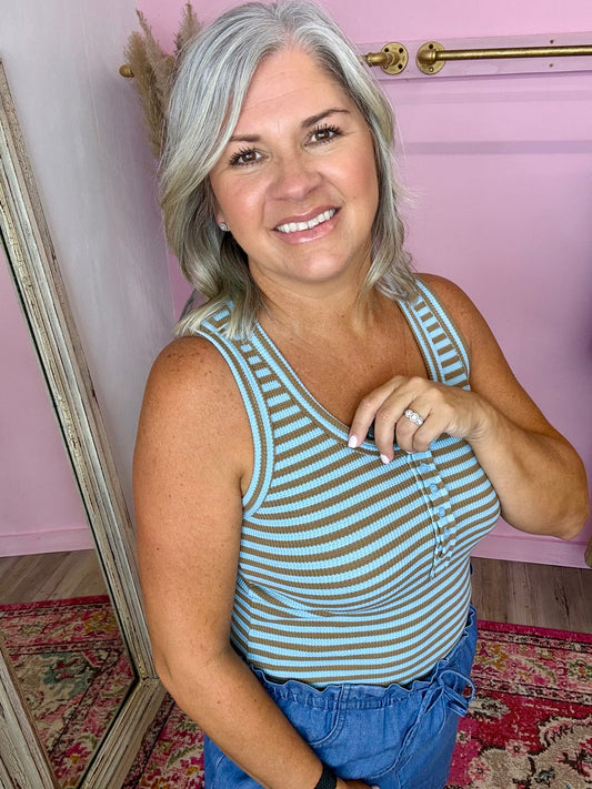Sky/Mocha Tank Top