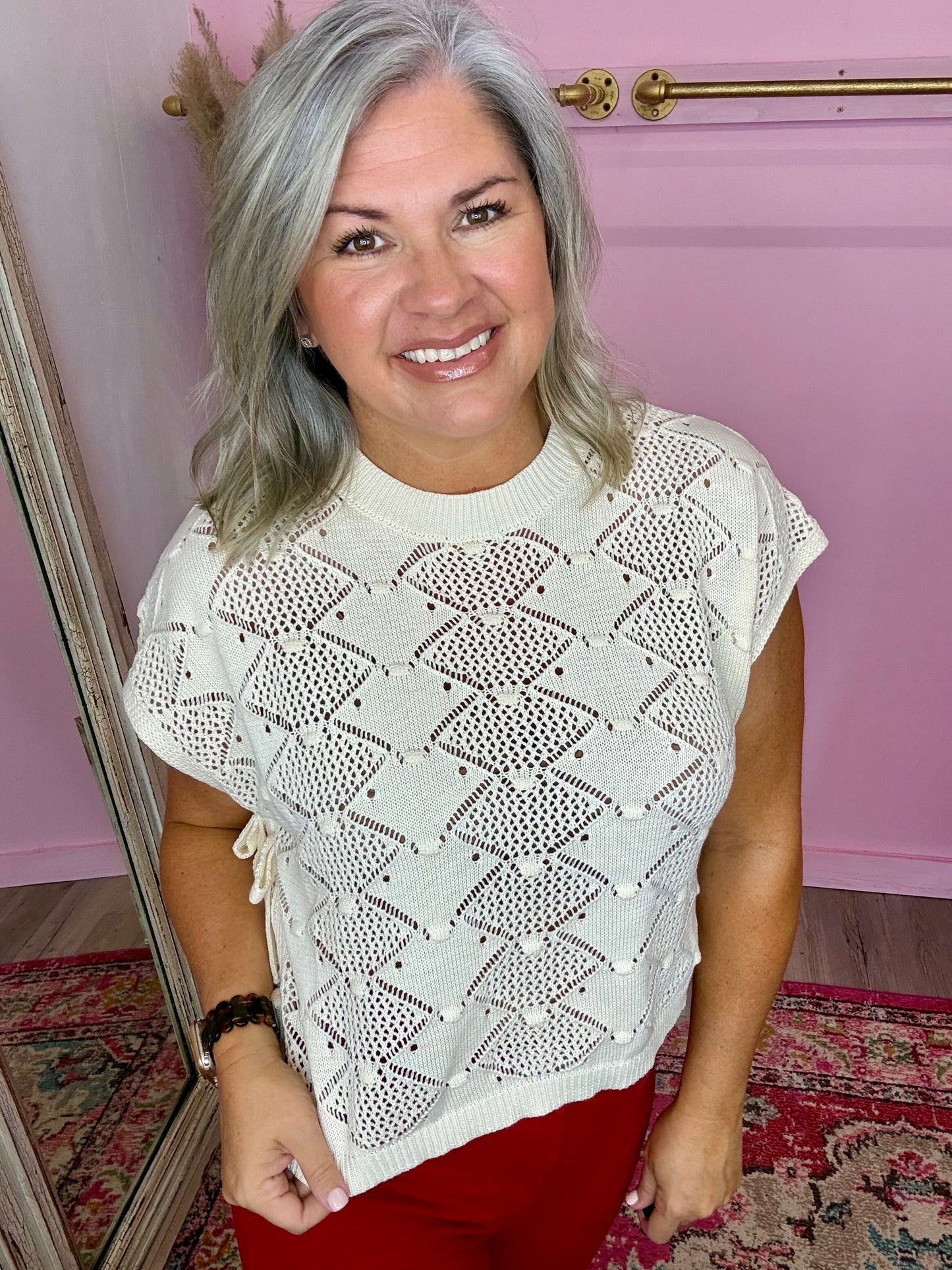 Cream Crochet Sweater