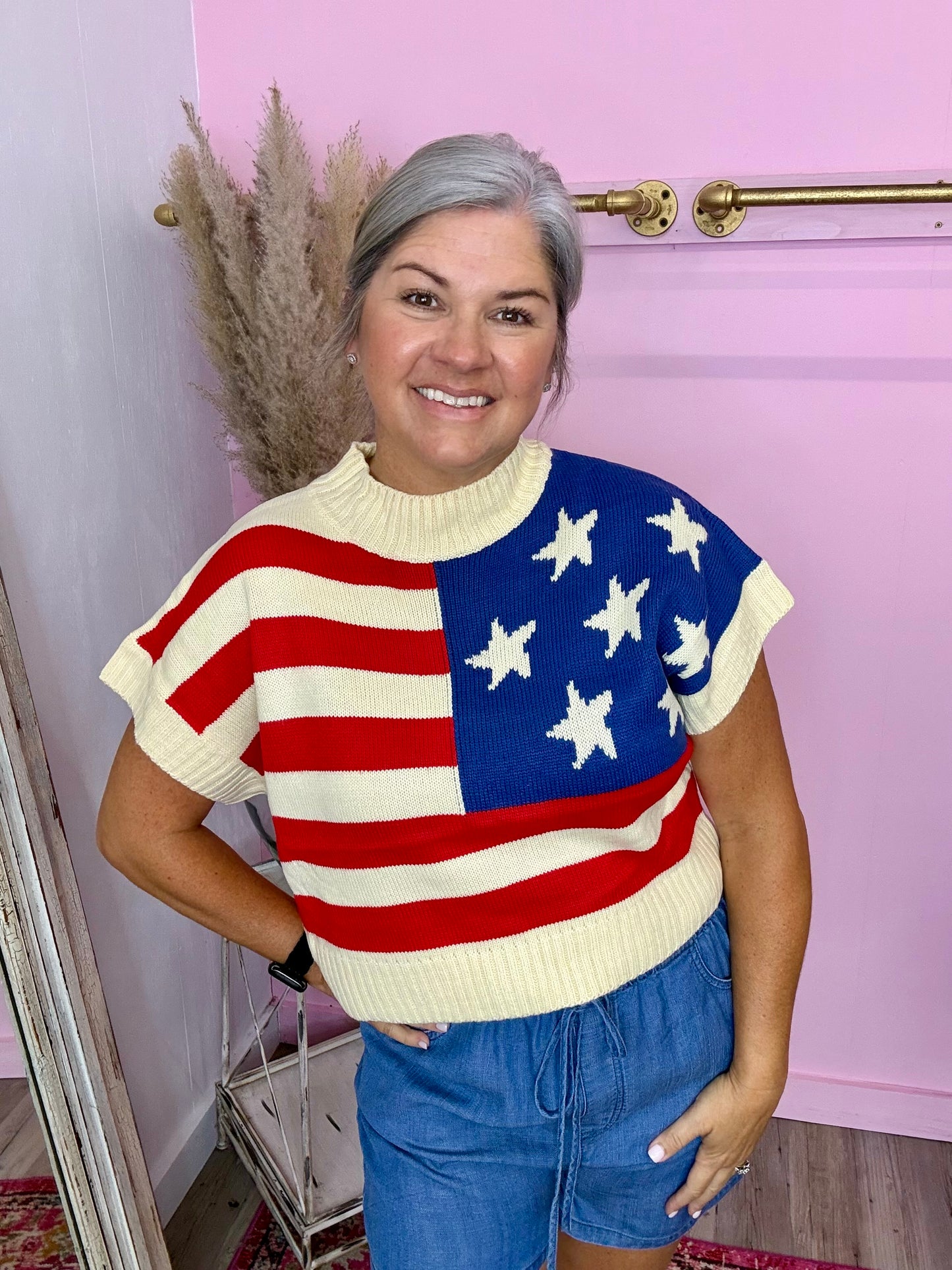 American Flag Sleeveless Sweater