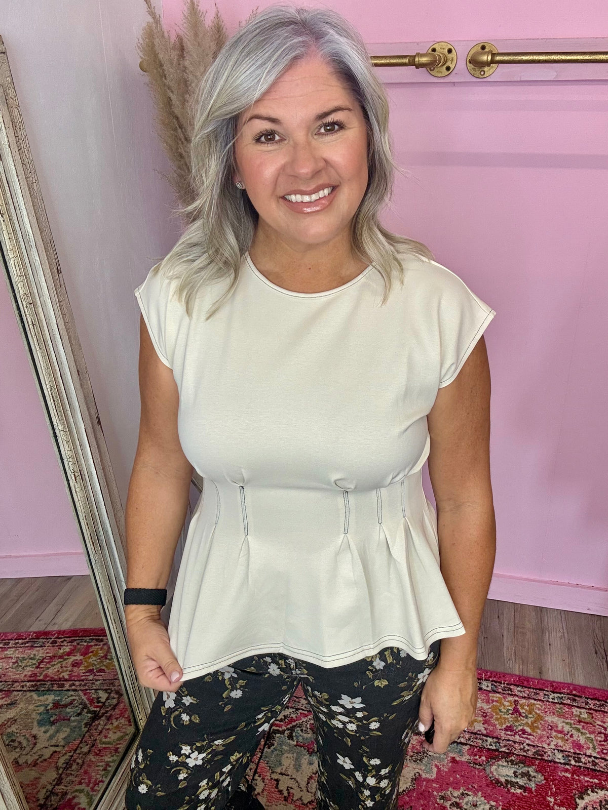 Ecru Pintuck Top