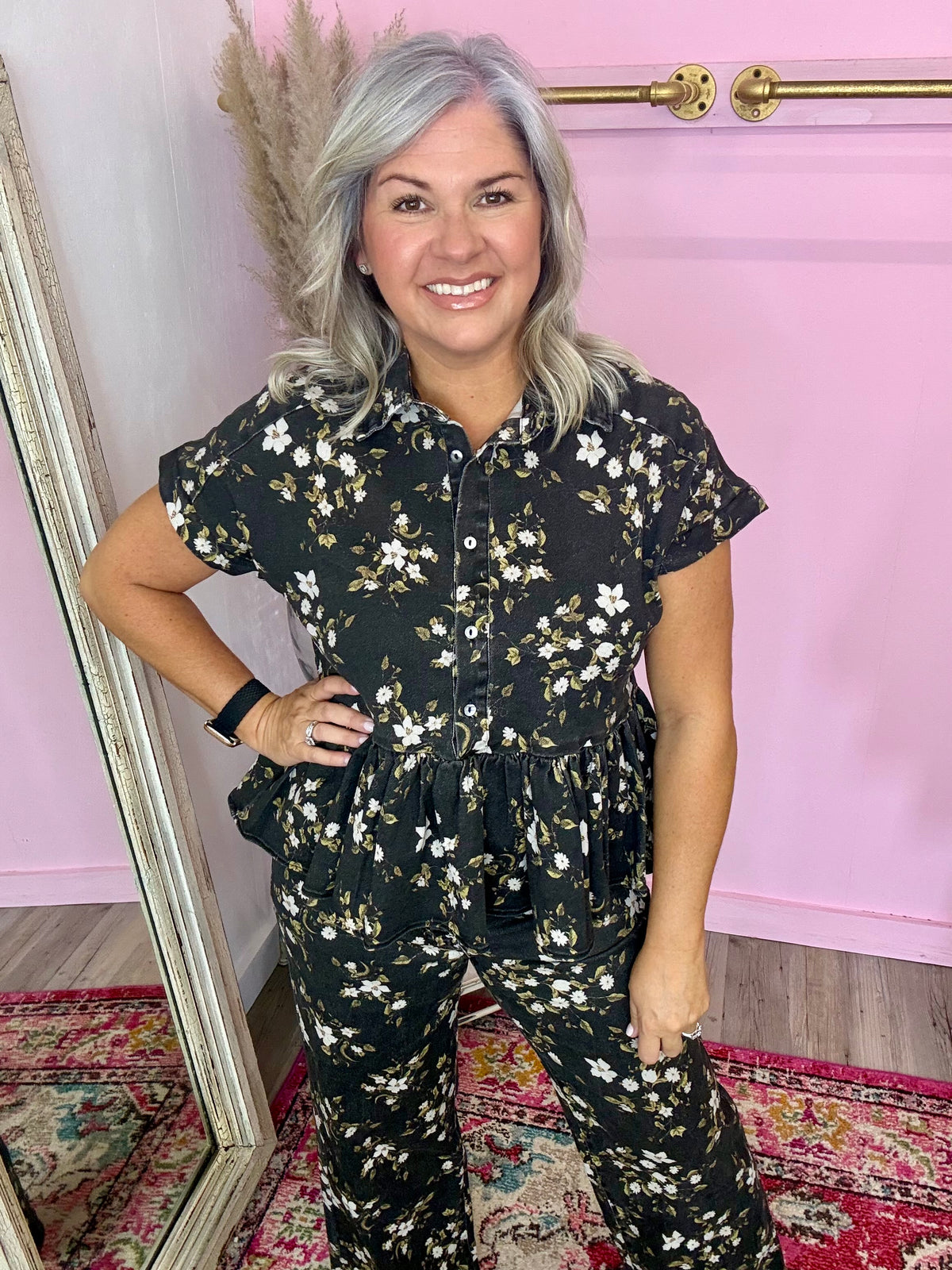 Fall Flower Peplum Top