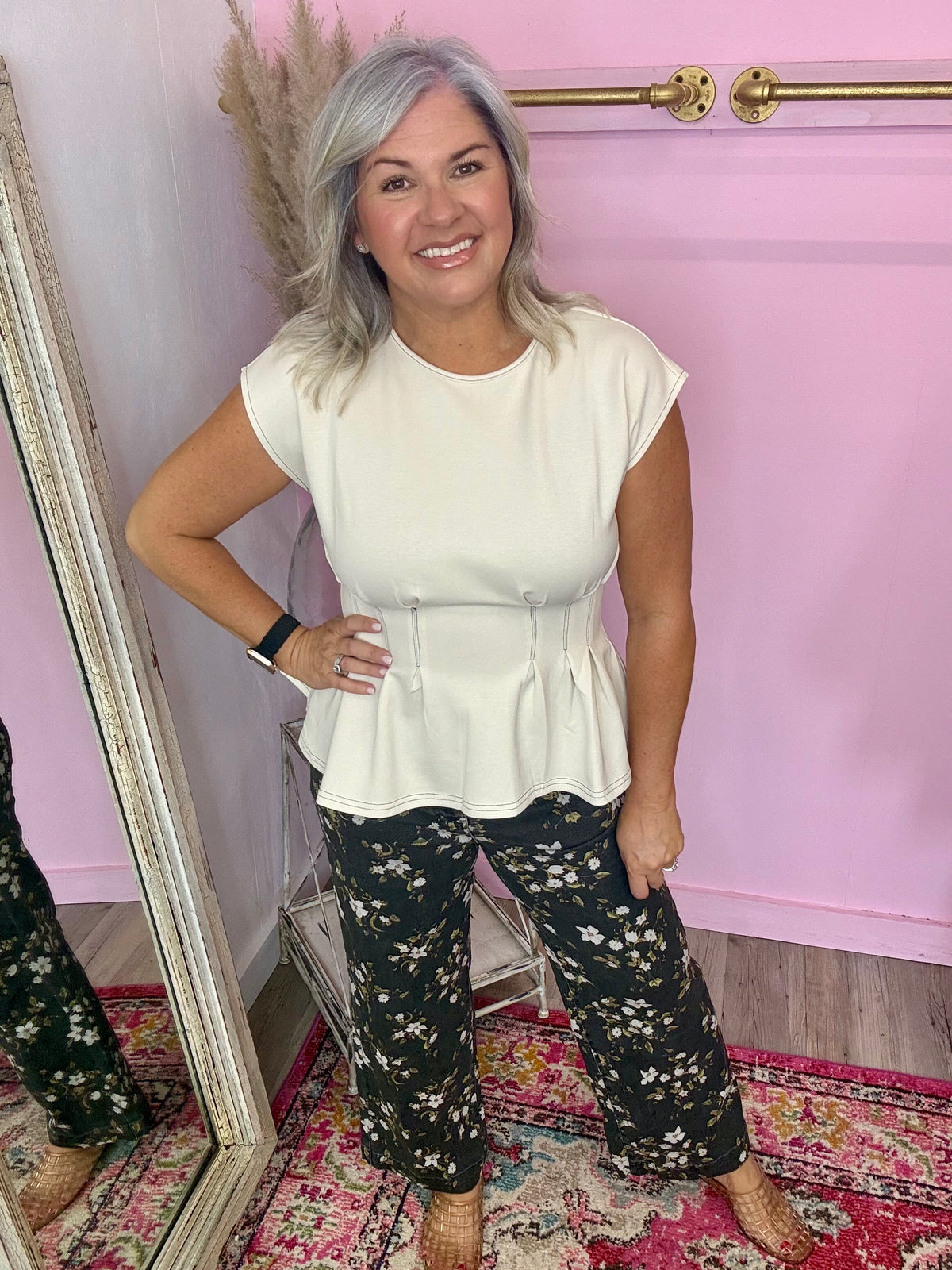 Ecru Pintuck Top