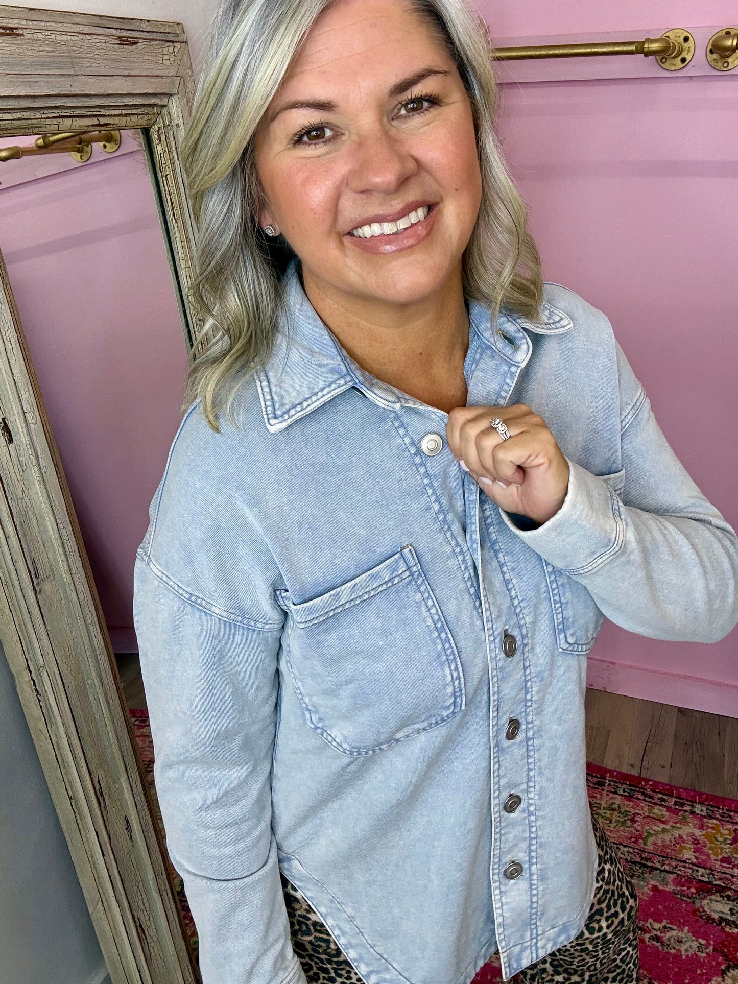 Denim Knit Shacket