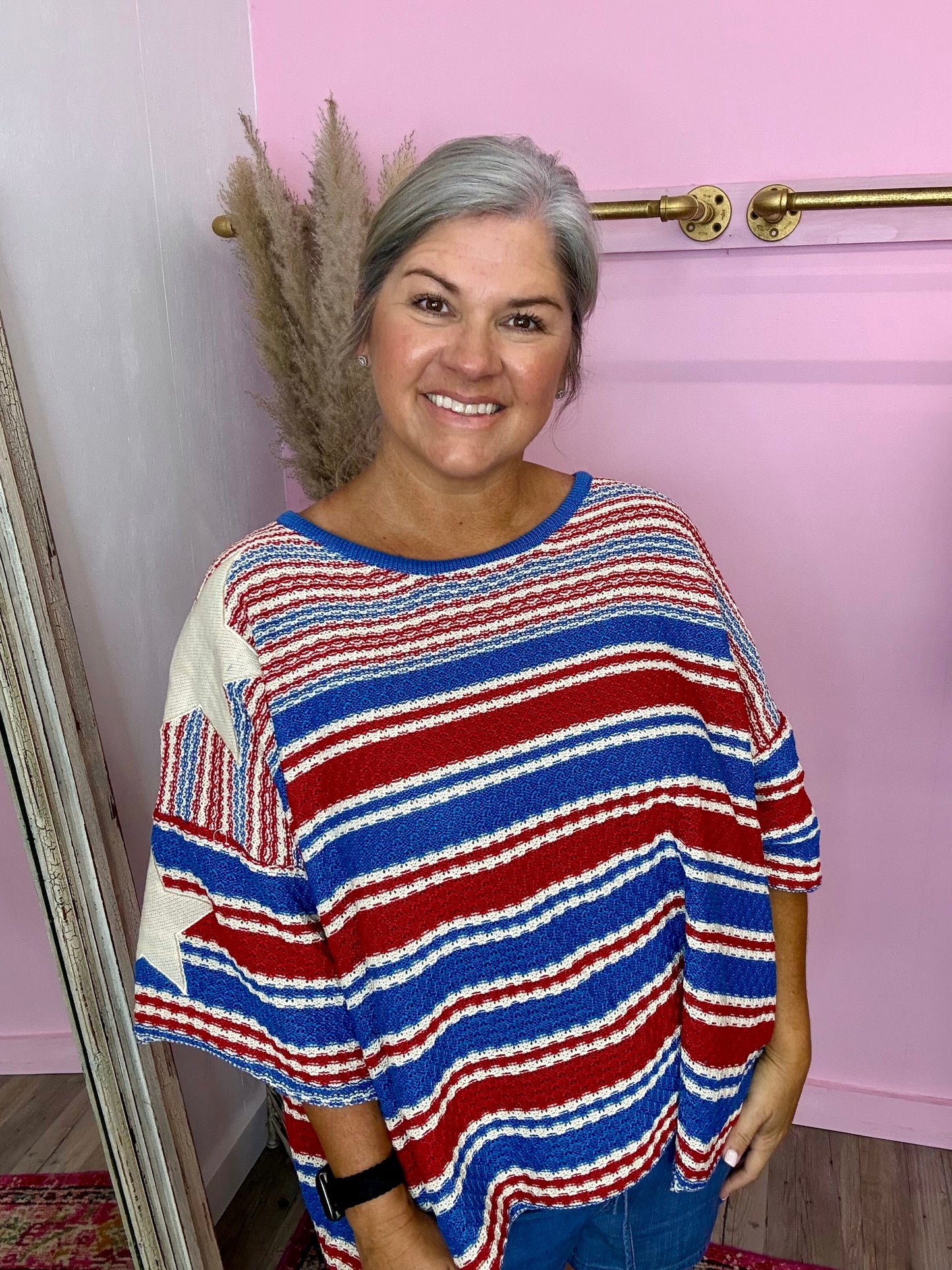 Textured Star Knit Top
