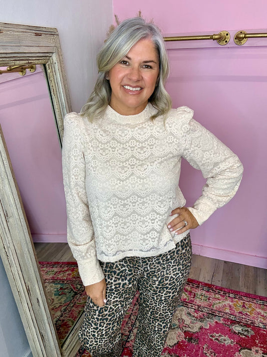 Lace High Neck Top