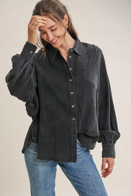 Oversized Cotton Gauze Dolman Top