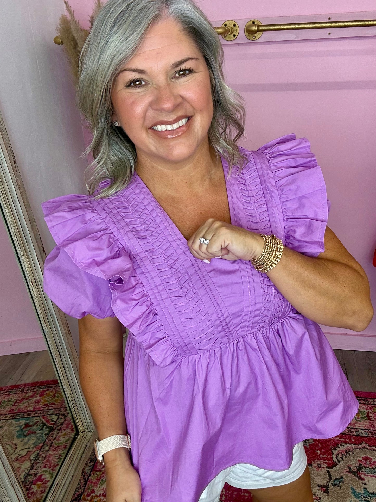Violet Pintuck Babydoll Top